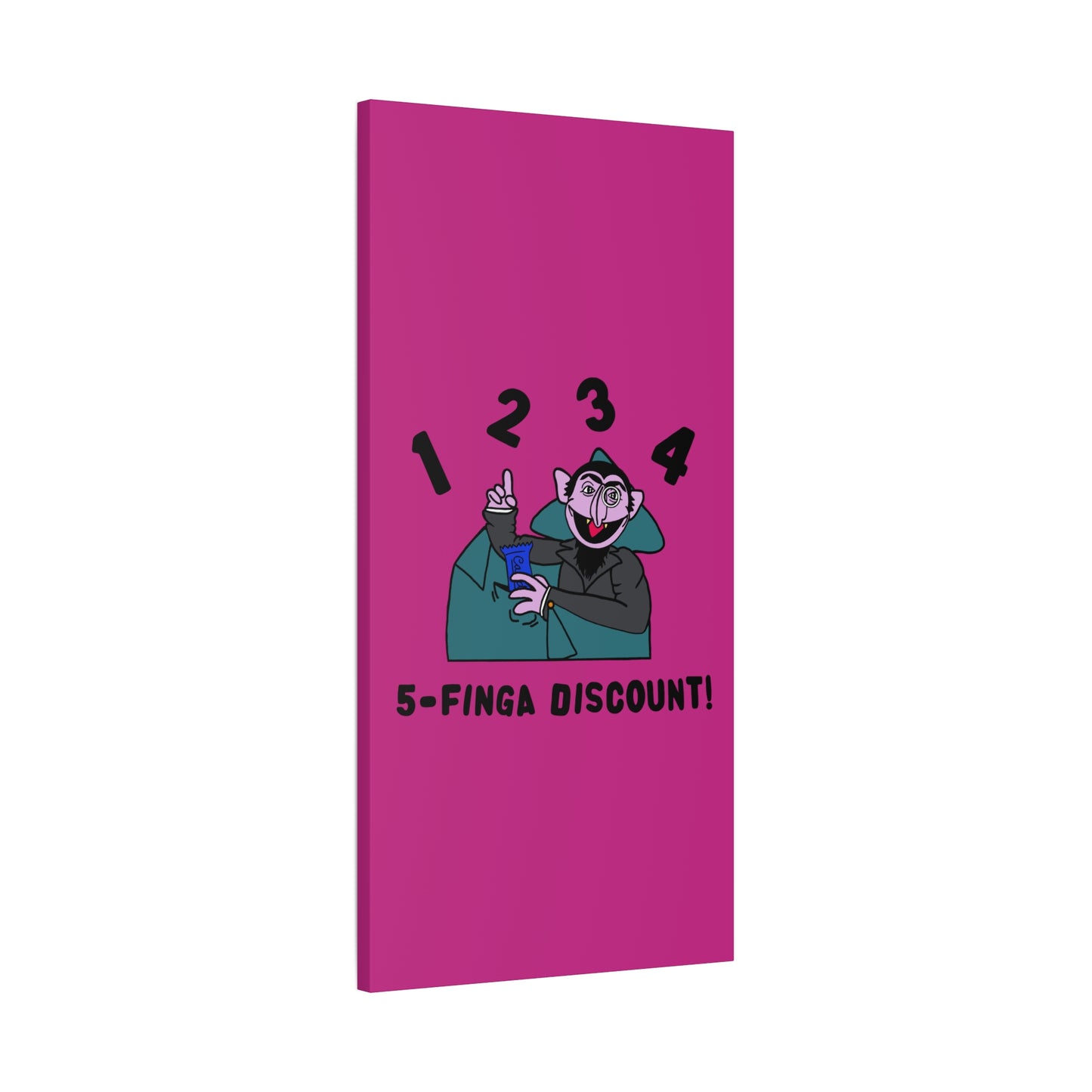 Five Finger Discount Canvas Print Pink - Sesame Street The Count Parody Art Print