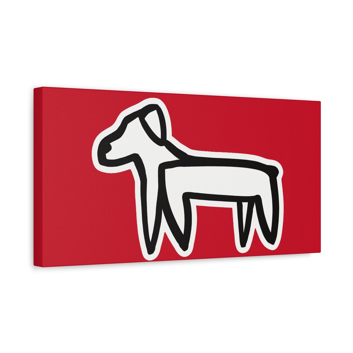 Dog Canvas Print on Red (Sticker Style White Dog) - Dog Art Print
