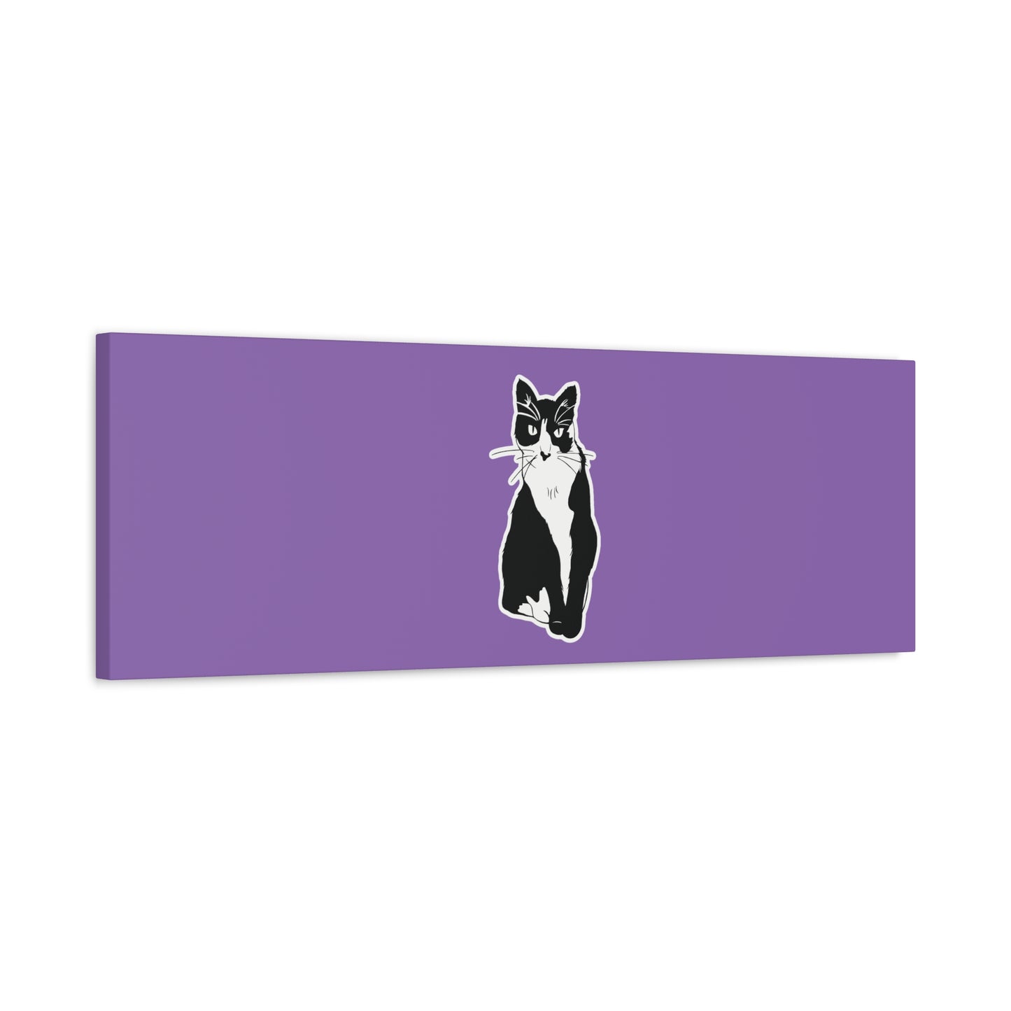 Cat Canvas on Light Purple (Sticker Style Cat) - Cat Drawing Art