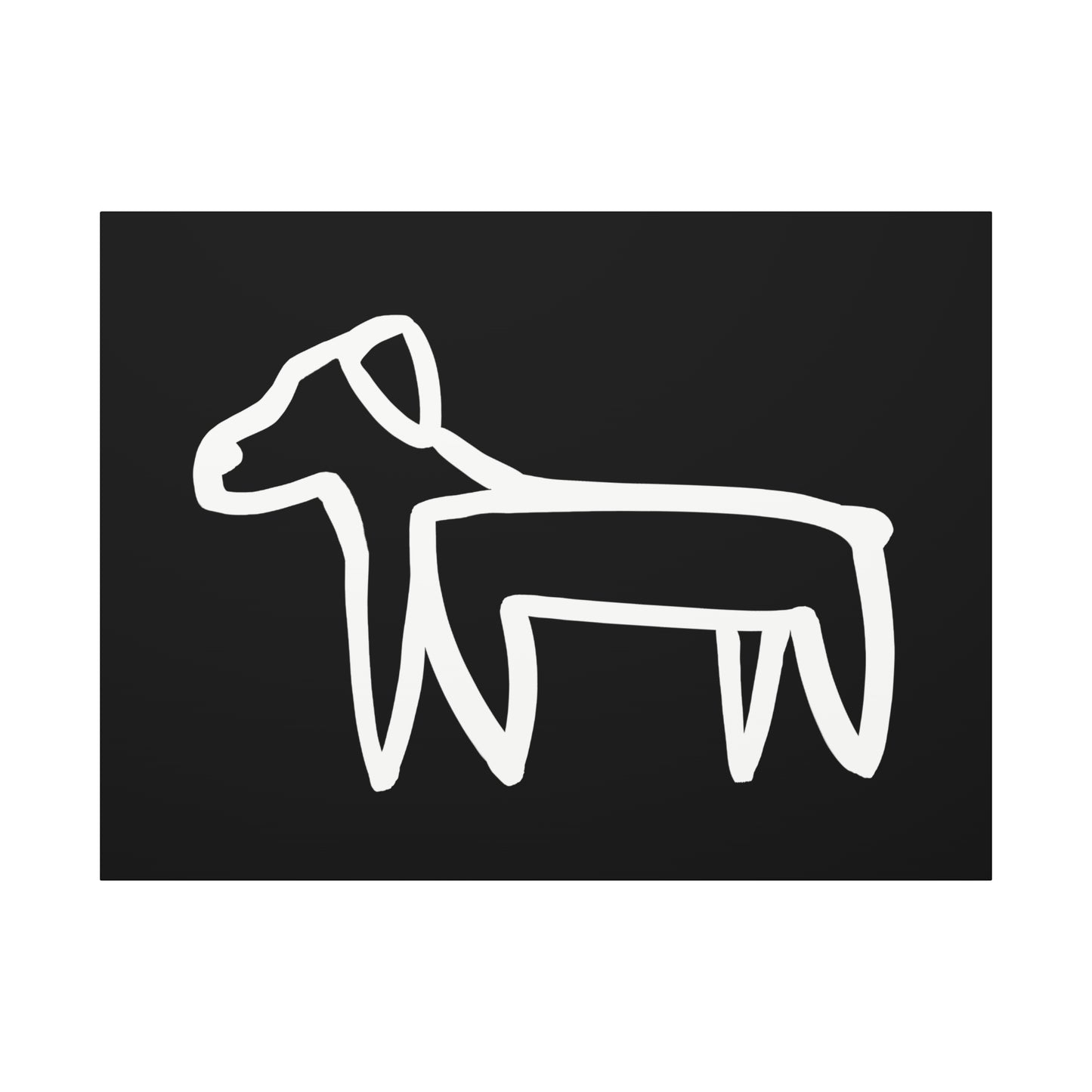 Dog Canvas Print on Black (Transparent Style White Dog) - Dog Art Print