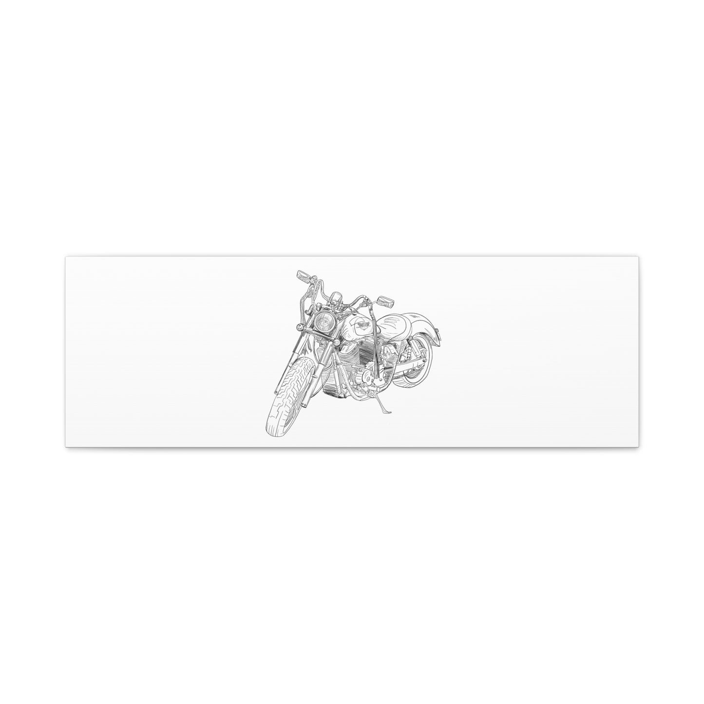 Ride Me Harley Motorcycle Sketch Canvas Print - Black Ink on White Background