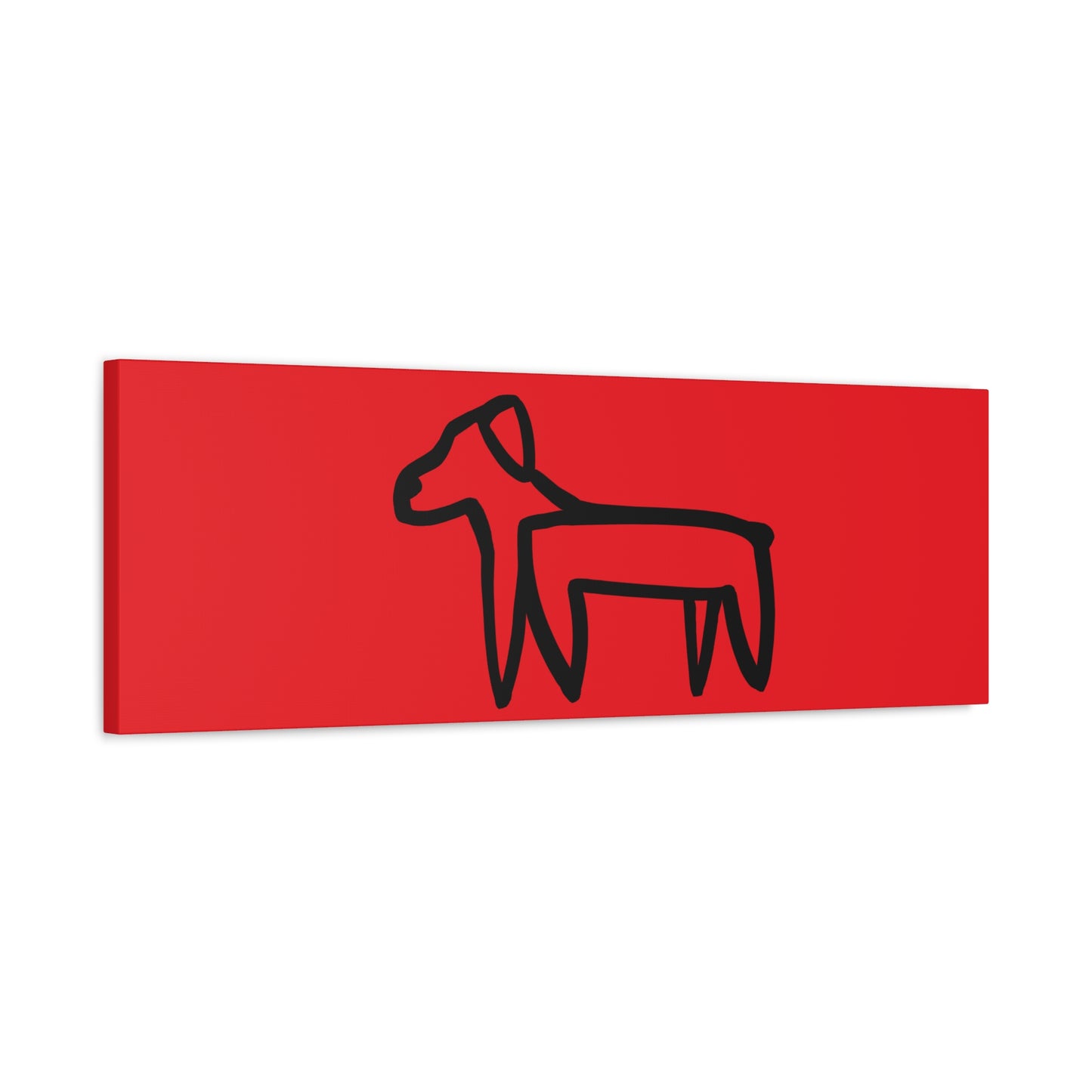 Dog Canvas Print on Red (Transparent Style Black Dog) - Dog Drawing Canvas