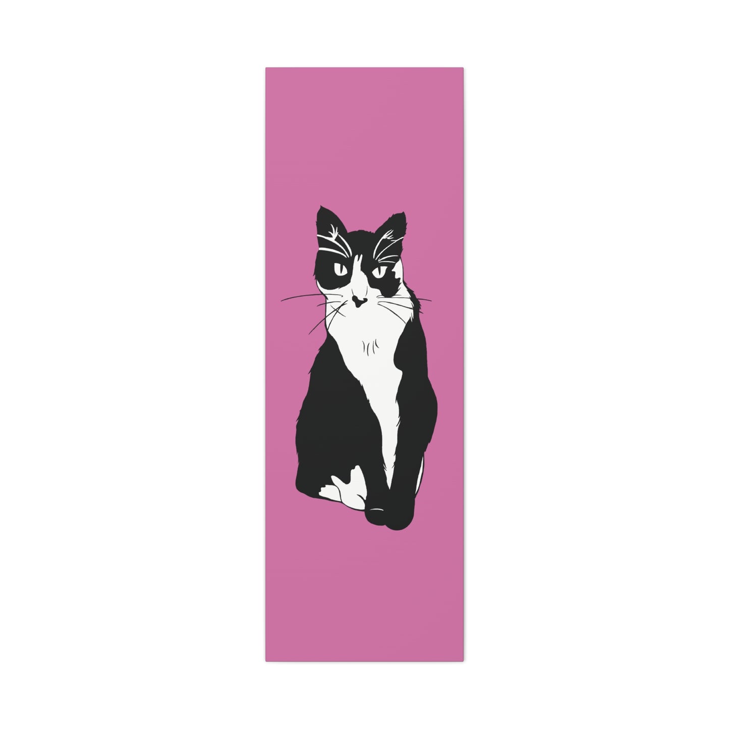 Cat Canvas on Light Pink (B&W Style Cat) - Cat Drawing Art