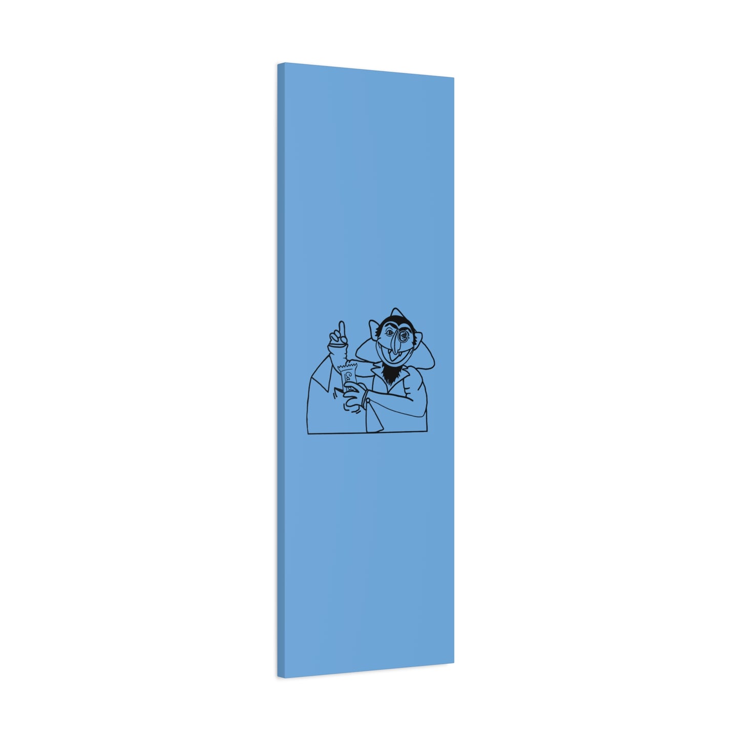 The Count Stealing Candy Outline Canvas Print Light Blue - Sesame Street The Count Parody Art