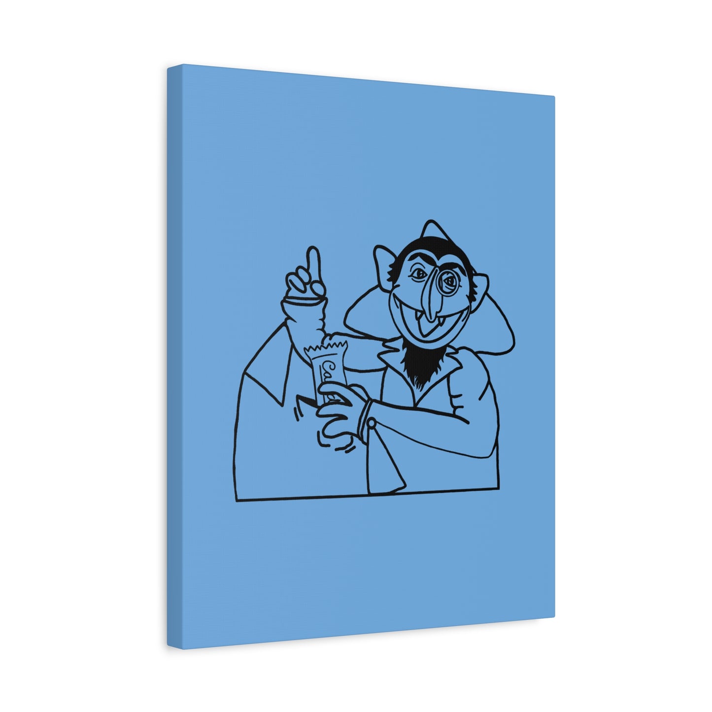 The Count Stealing Candy Outline Canvas Print Light Blue - Sesame Street The Count Parody Art
