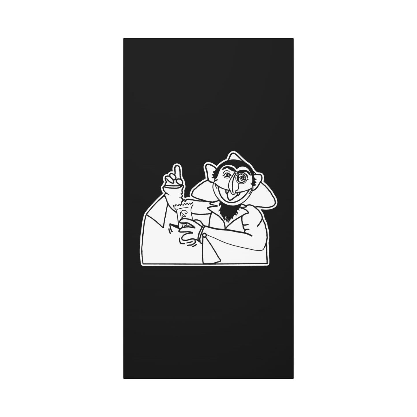 The Count Stealing Candy Outline Canvas Print Black - Sesame Street The Count Parody Canvas Art