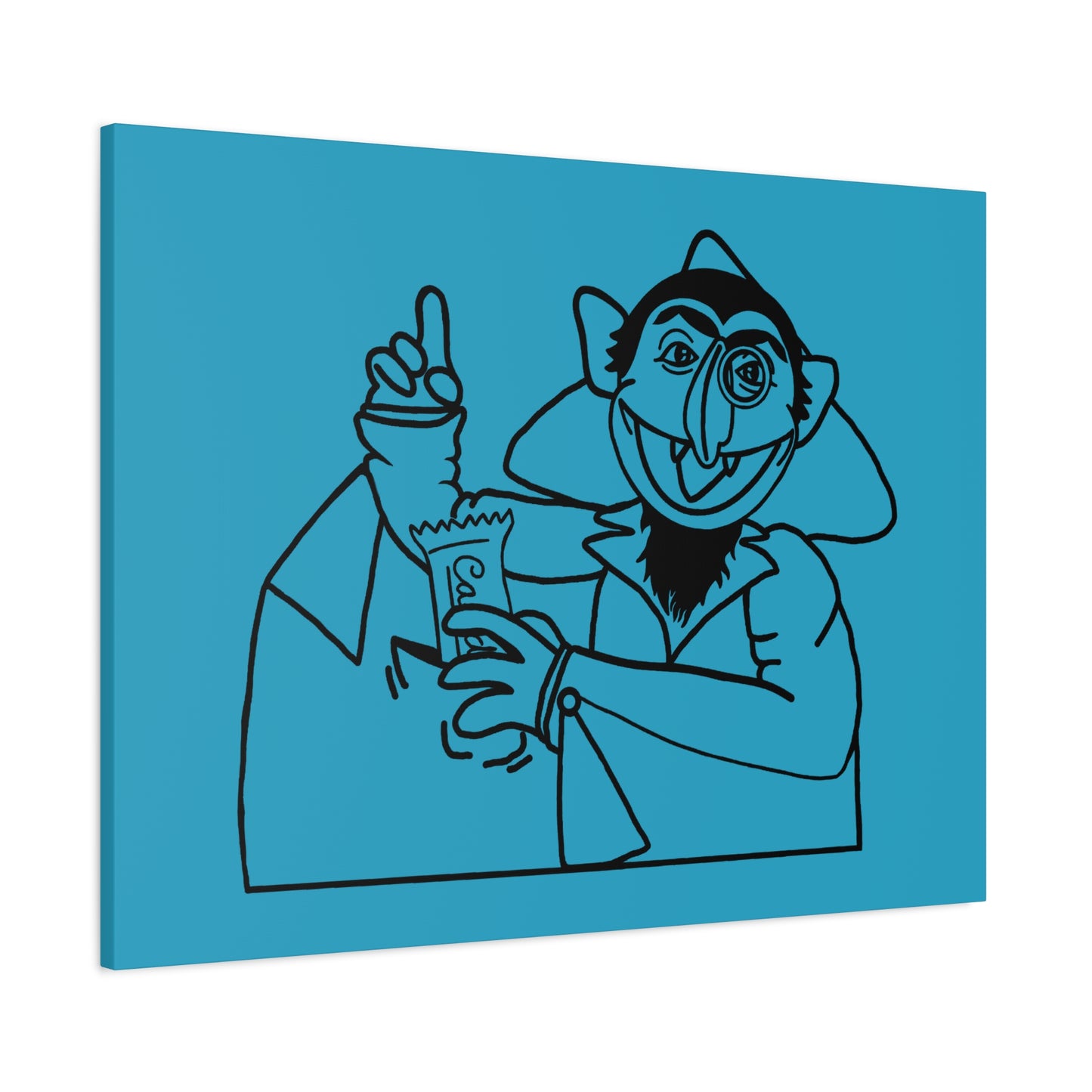 The Count Stealing Candy Outline Canvas Print Turquoise - Sesame Street The Count Art Print