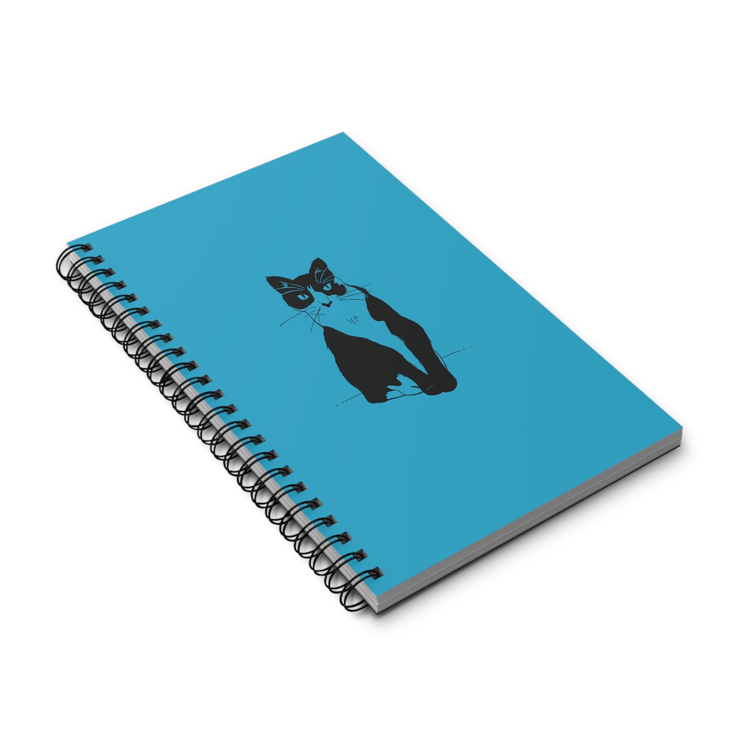 Cat Notebook in Turquoise (Transparent Style Cat) - Cat Spiral Notebook