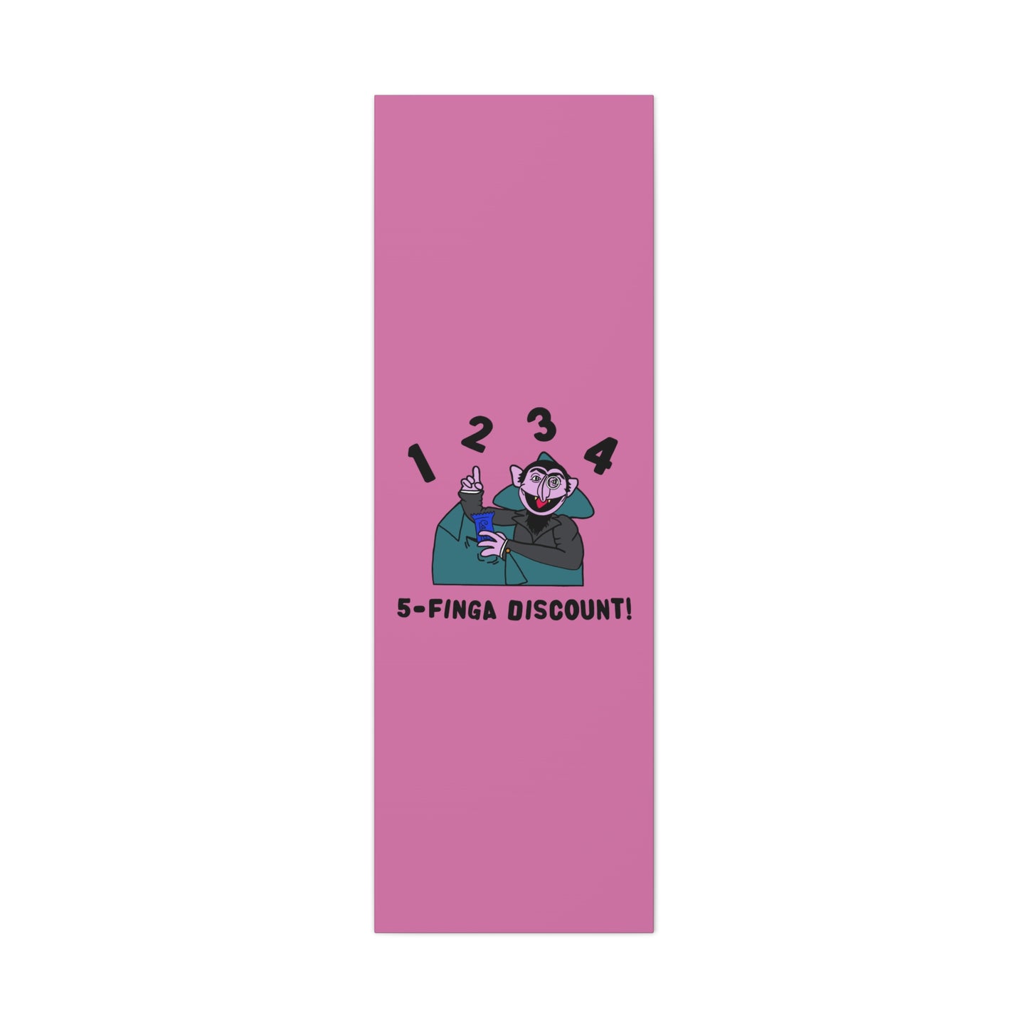 Five Finger Discount Canvas Print Light Pink - Sesame Street The Count Parody Art Print