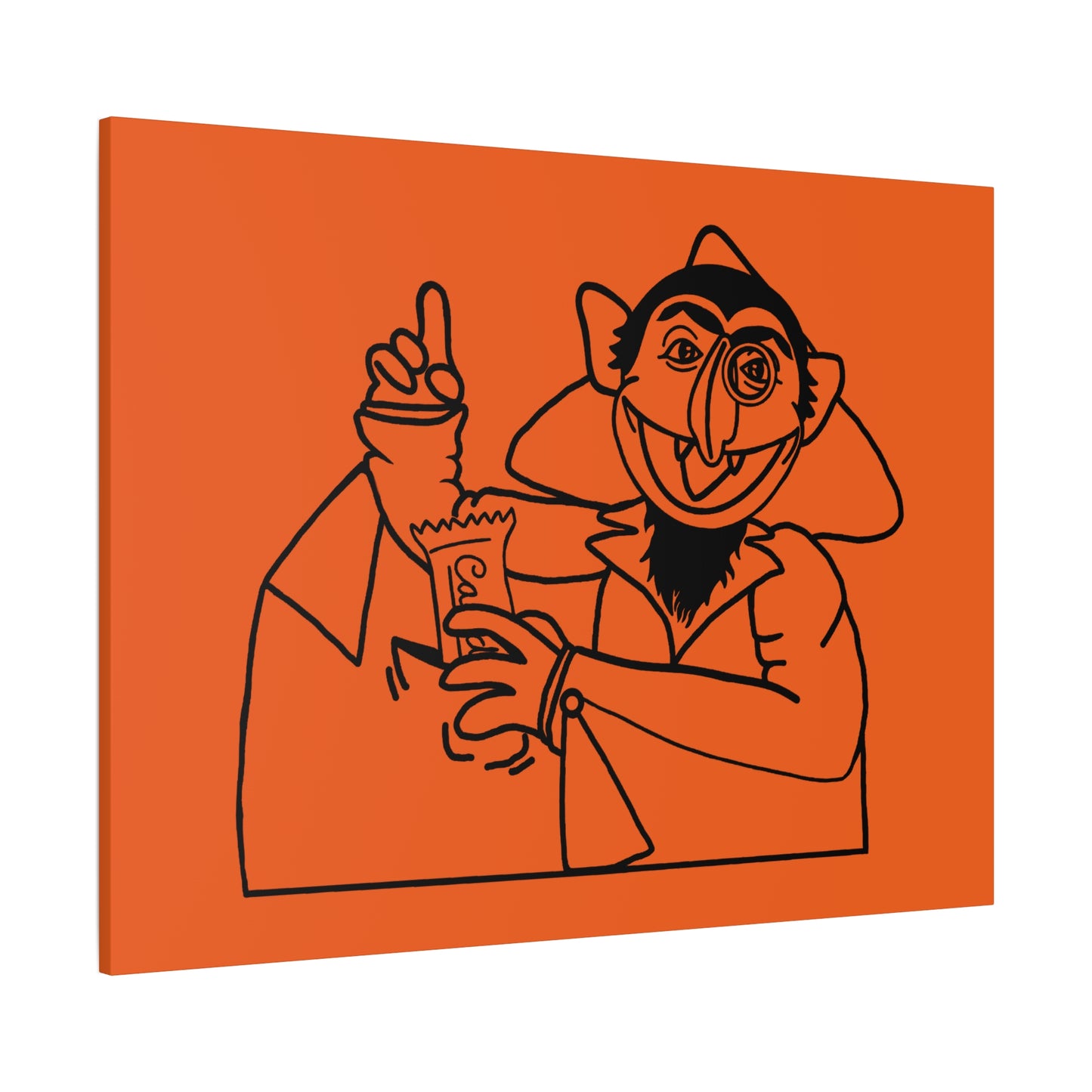 The Count Stealing Candy Outline Canvas Print Orange - Sesame Street The Count Parody Art Print