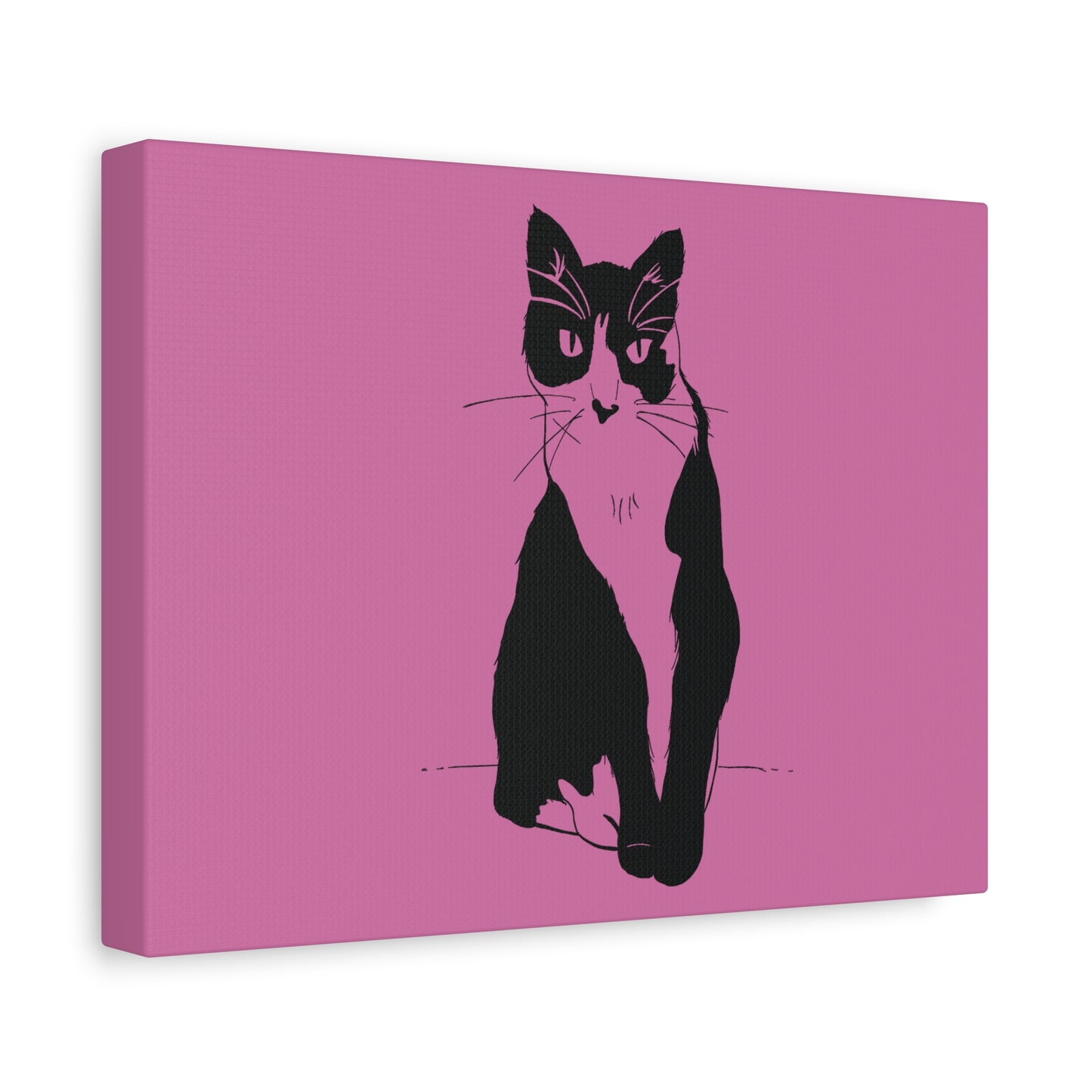 Cat Canvas Print on Pink (Transparent Style Cat) - Cat Drawing Art