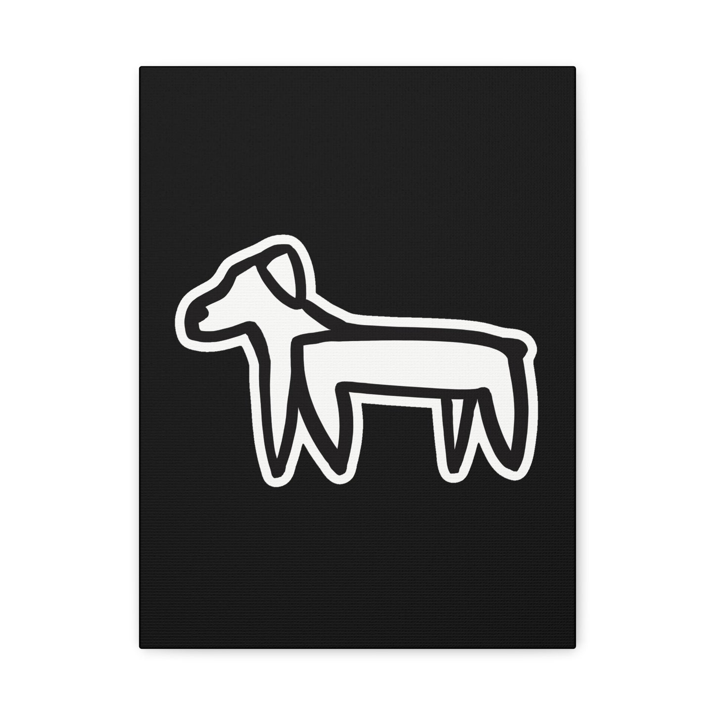 Dog Canvas Print on Black (Sticker Style Dog) - Dog Art Print