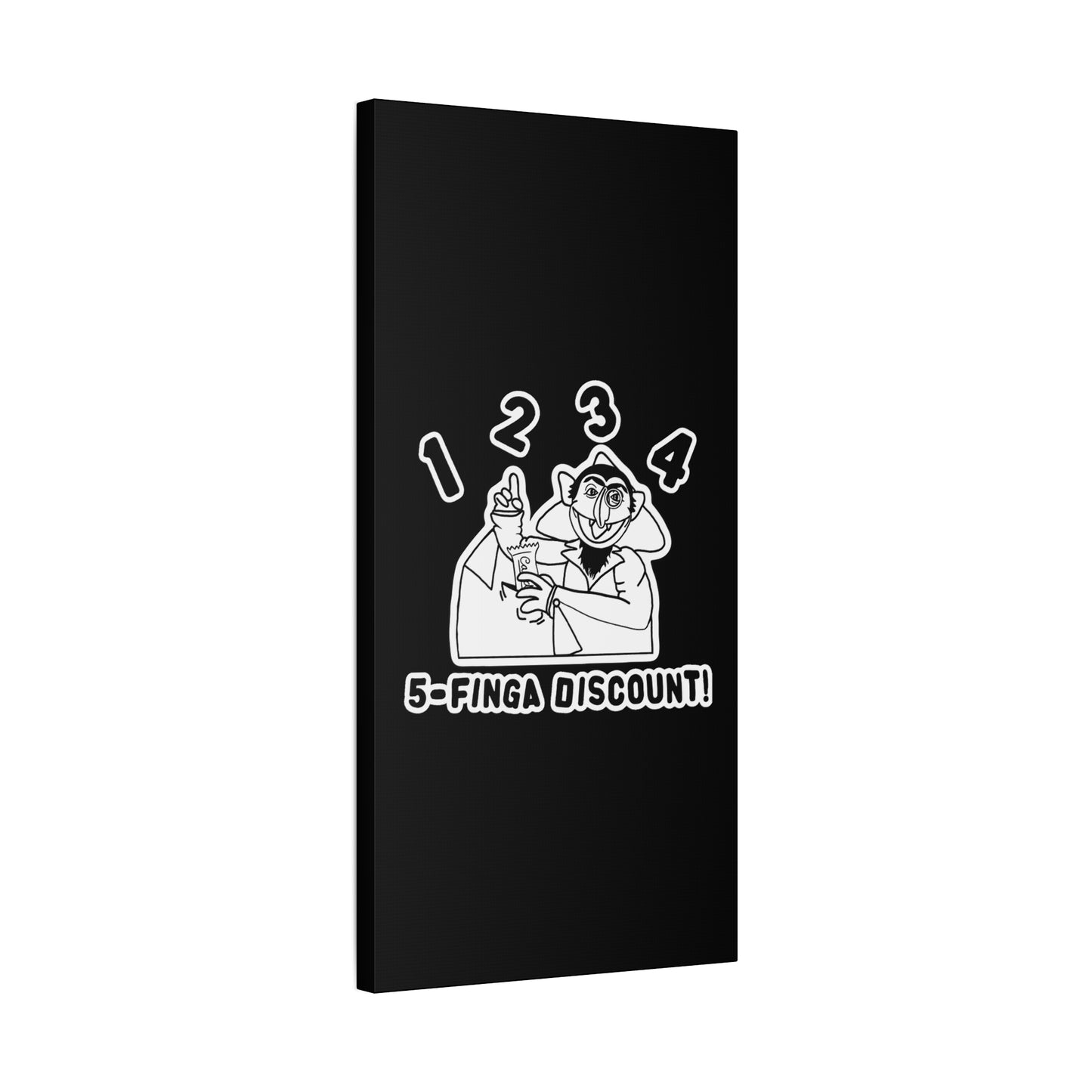 Five Finger Discount Outline Canvas Print Black - Sesame Street The Count Parody Art Print