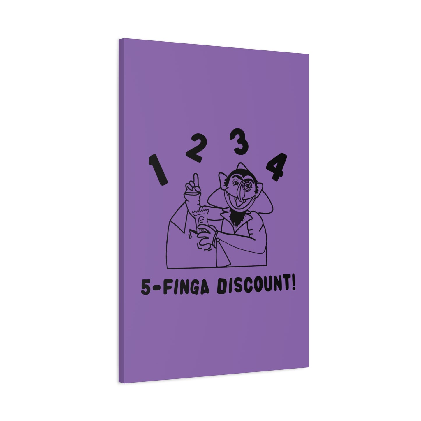 Five Finger Discount Outline Canvas Print Light Purple - Sesame Street The Count Parody Art Print