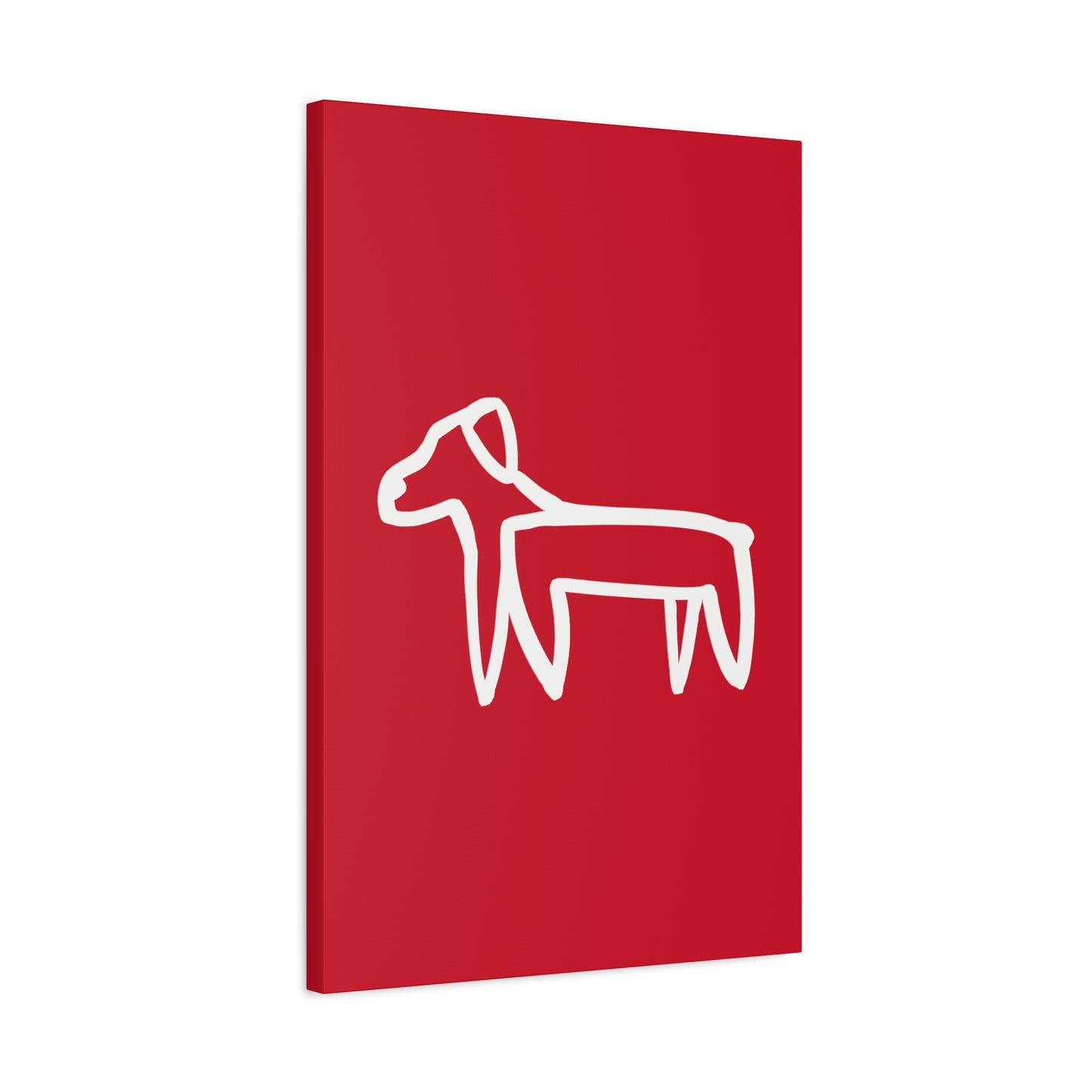Dog Canvas Print on Red (Transparent Style White Dog) - Dog Art Print