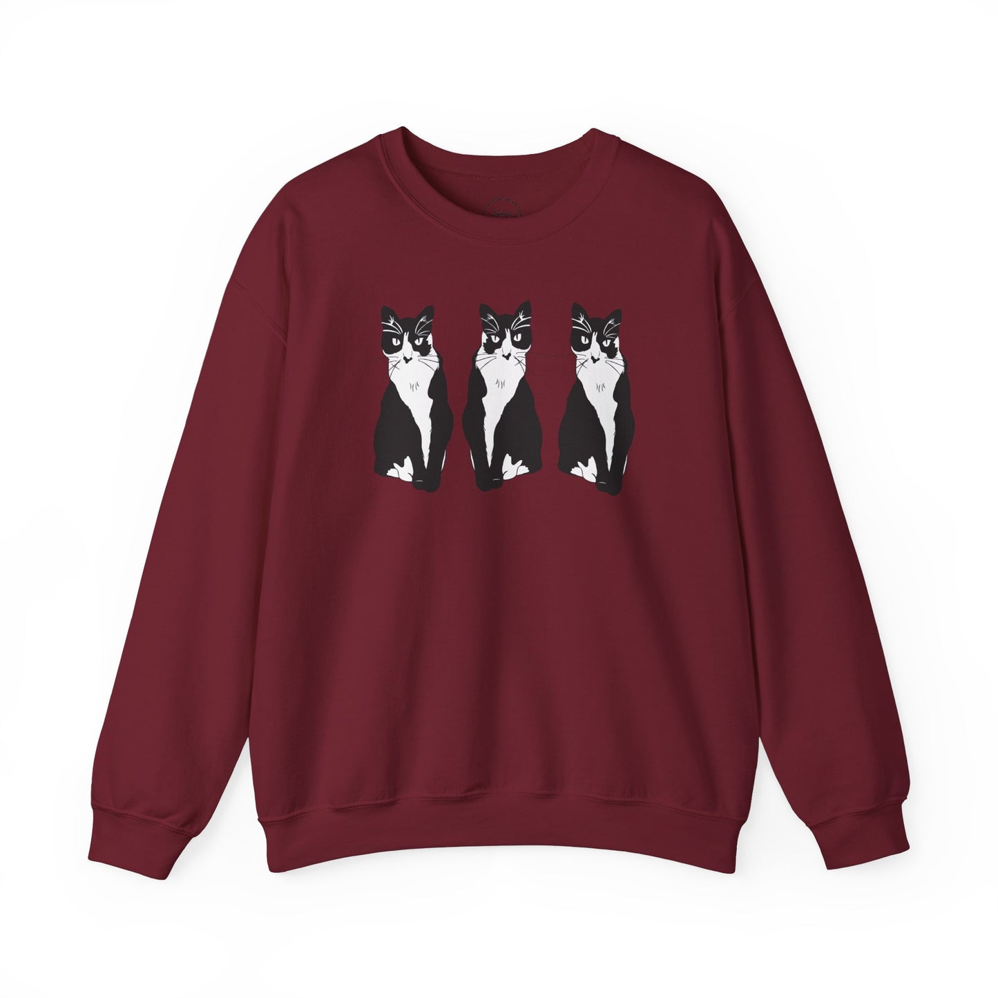 Cat x3 Sweatshirt (B&W Style Cat) - Cat Drawing Sweatshirt