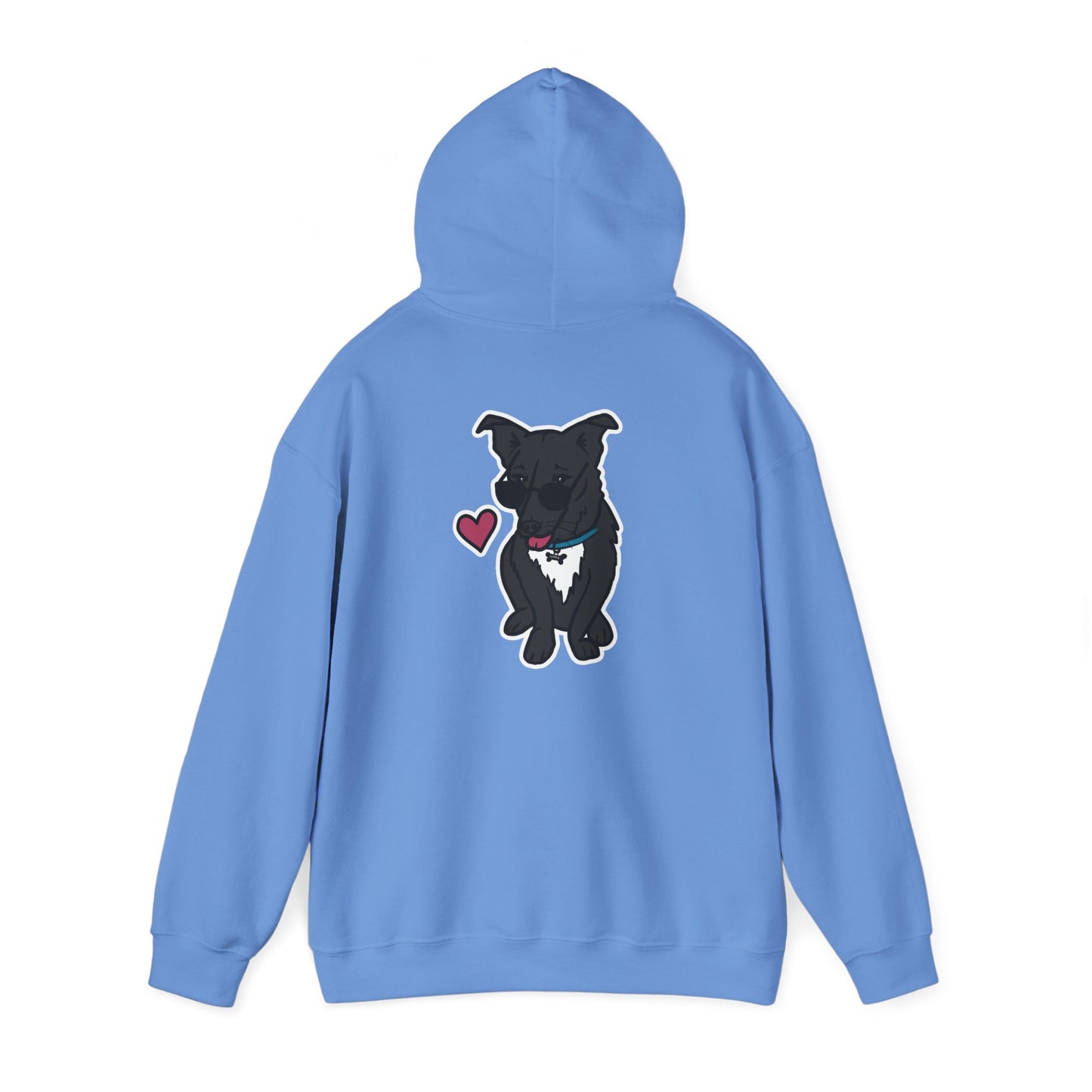 Nora the Dog Heart Hoodie Back Design (Sticker Style Nora) - Nora Hooded Sweatshirt