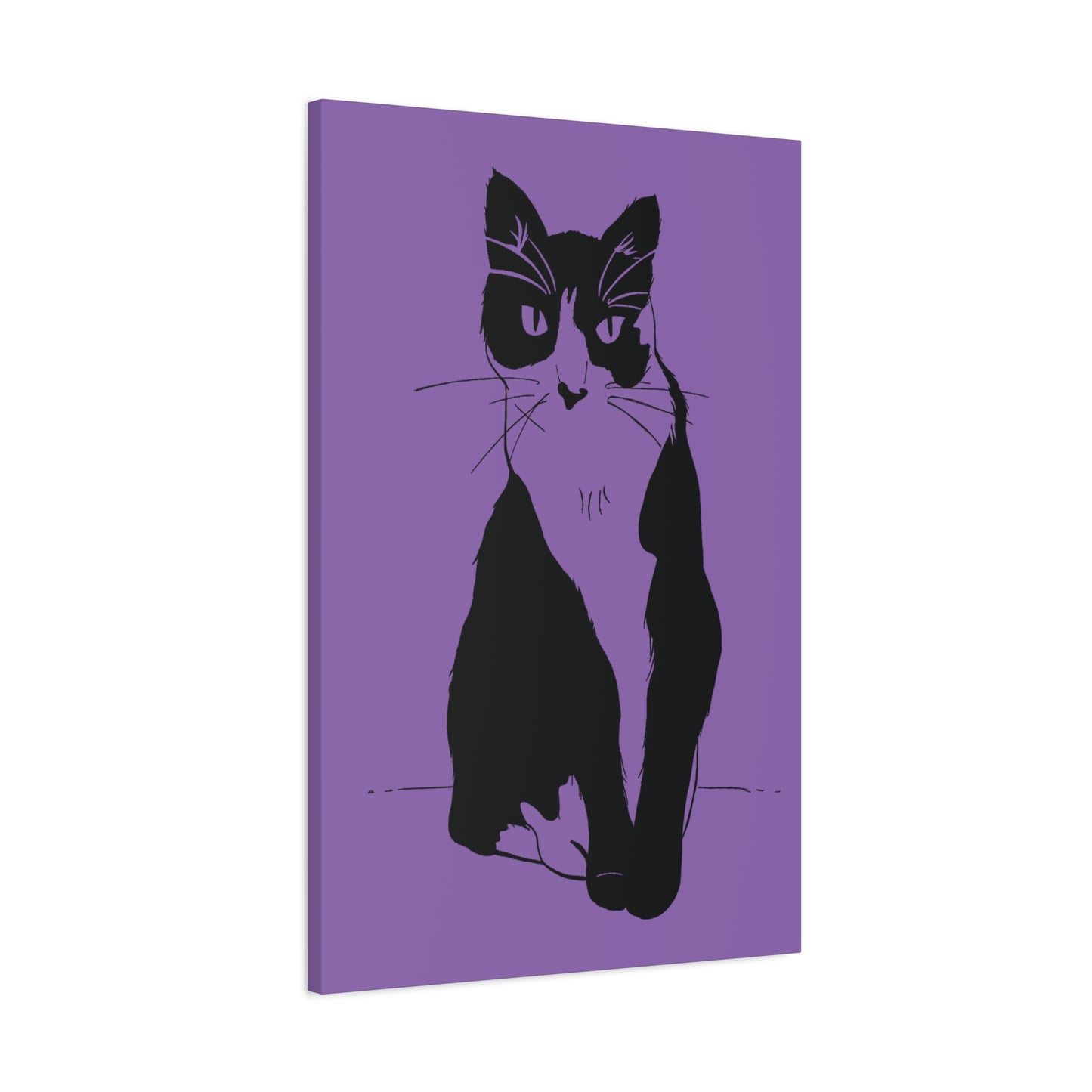 Cat Canvas Print on Purple (Transparent Style Cat) - Cat Drawing Art