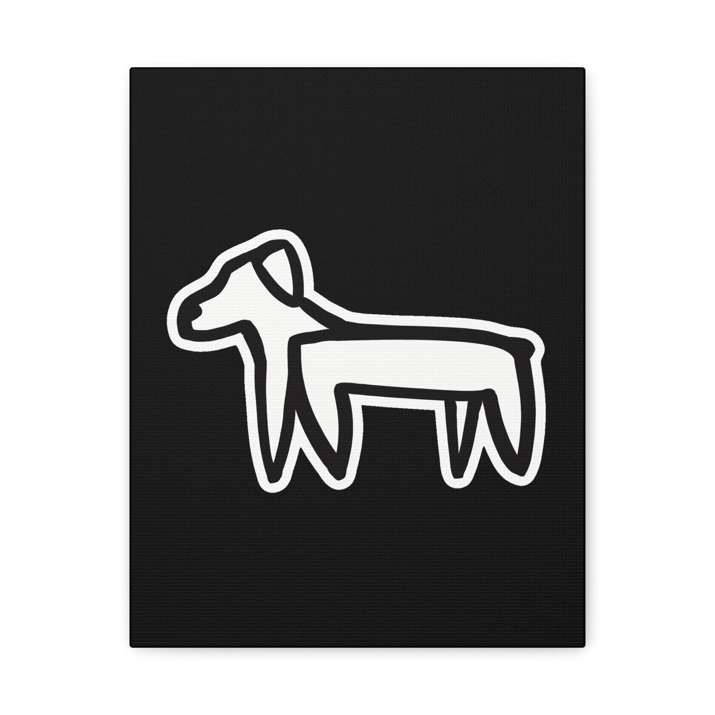 Dog Canvas Print on Black (Sticker Style Dog) - Dog Art Print