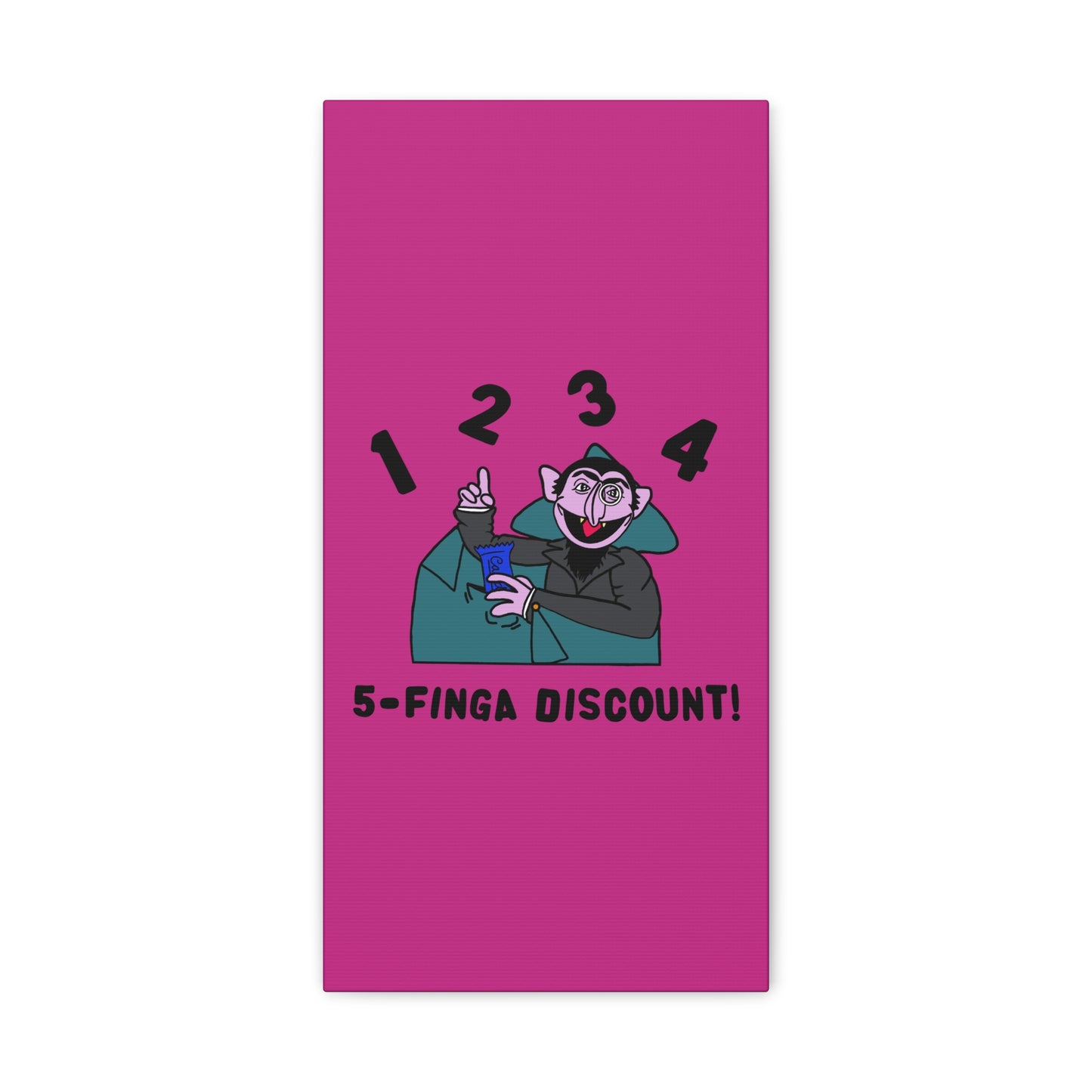 Five Finger Discount Canvas Print Pink - Sesame Street The Count Parody Art Print