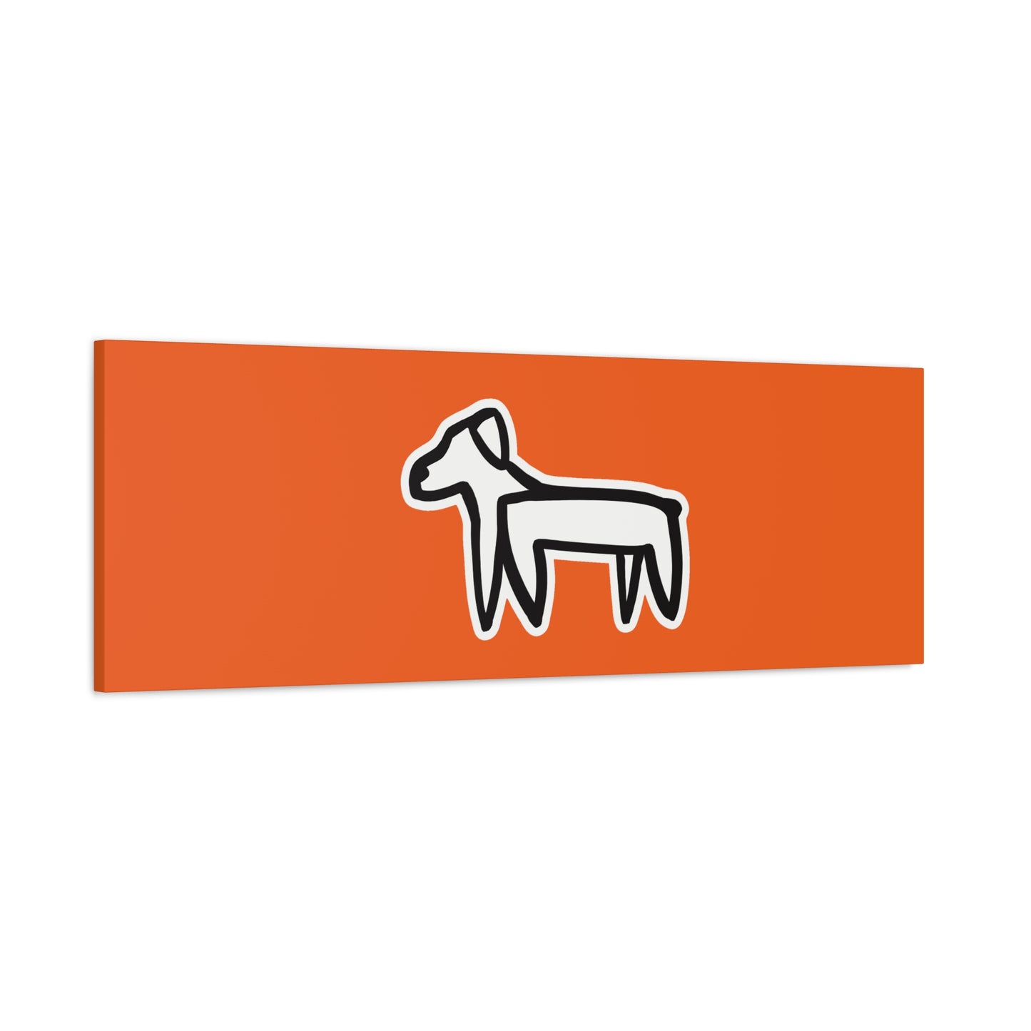 Dog Canvas Print on Orange (Sticker Style White Dog) - Dog Art Print