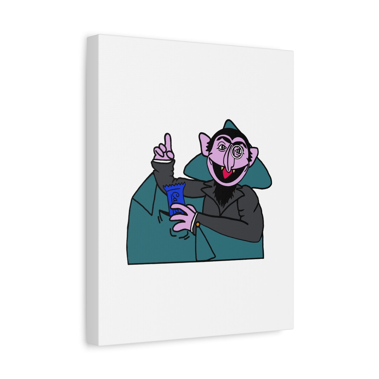 The Count Stealing Candy Canvas Print White - Sesame Street The Count Parody Art