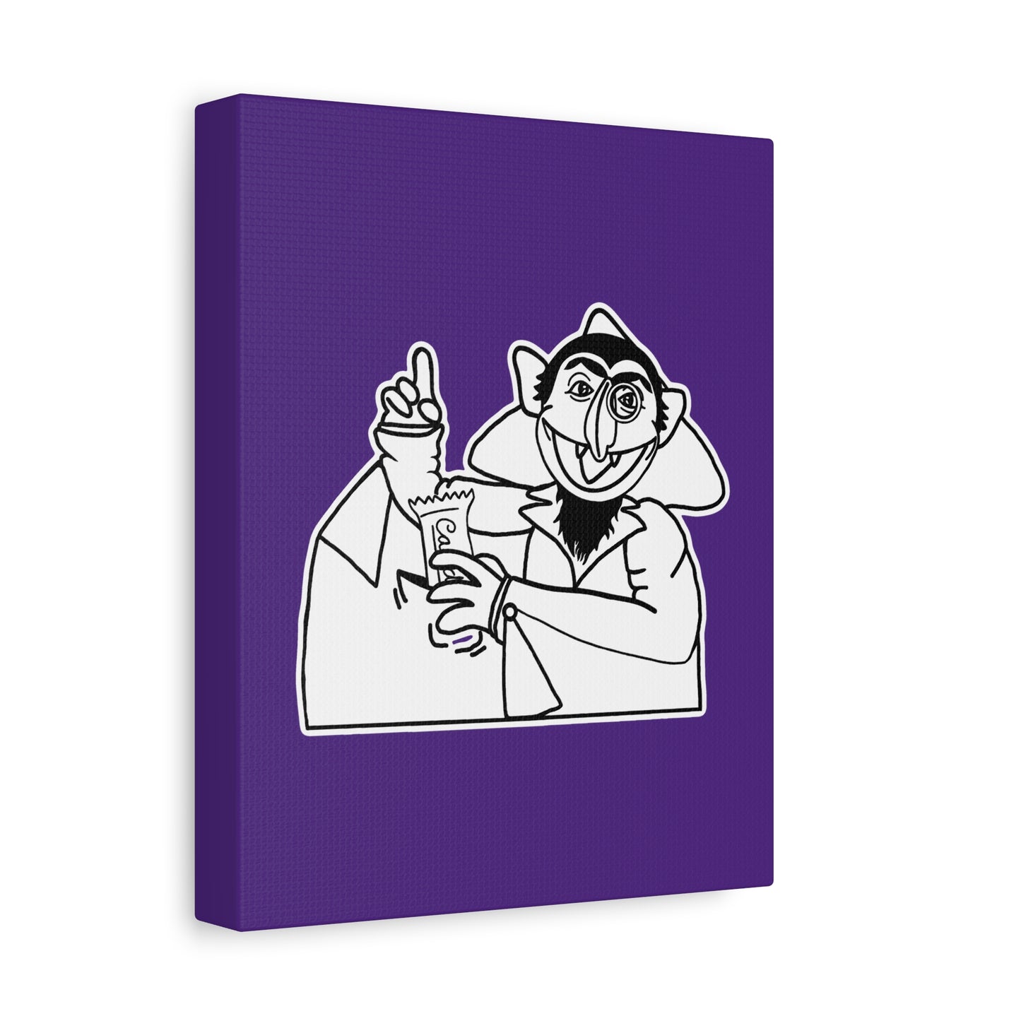 The Count Stealing Candy Outline Canvas Print Purple - Sesame Street The Count Parody Art