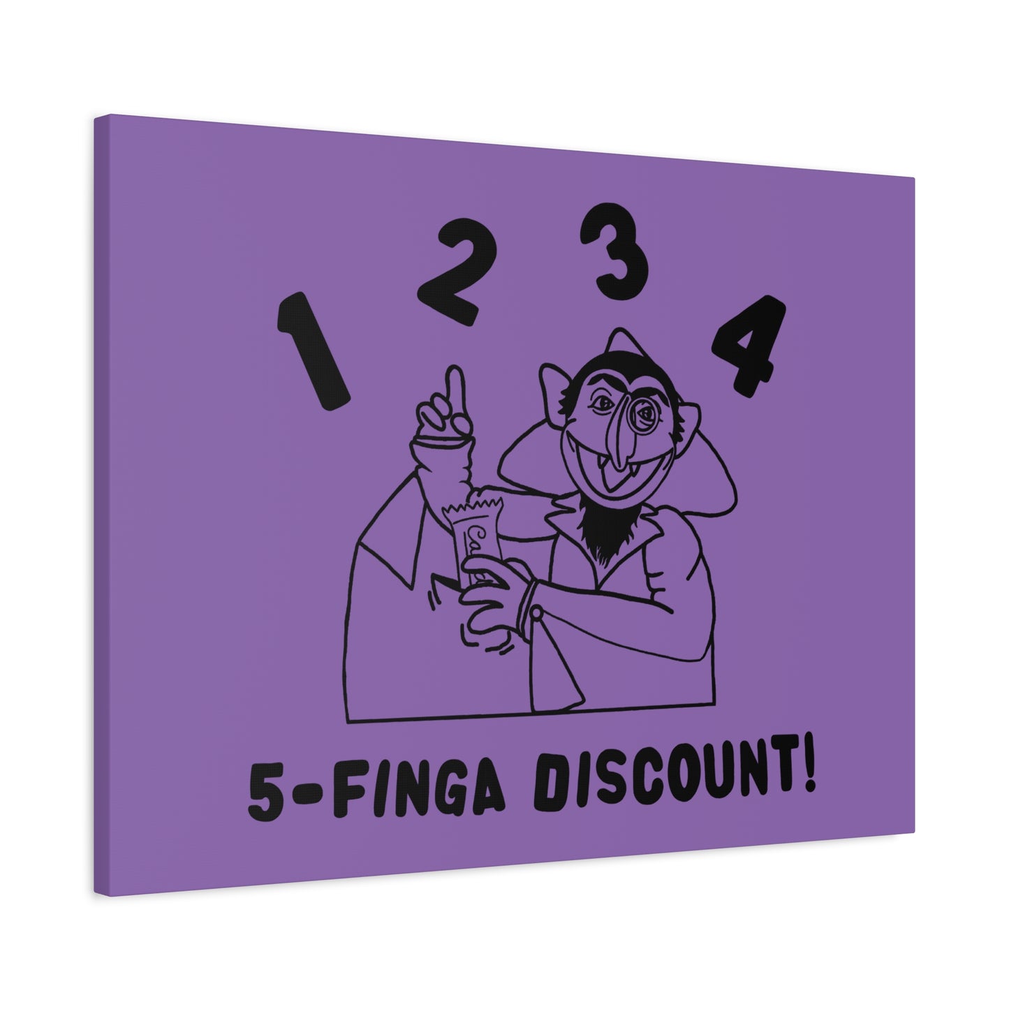 Five Finger Discount Outline Canvas Print Light Purple - Sesame Street The Count Parody Art Print