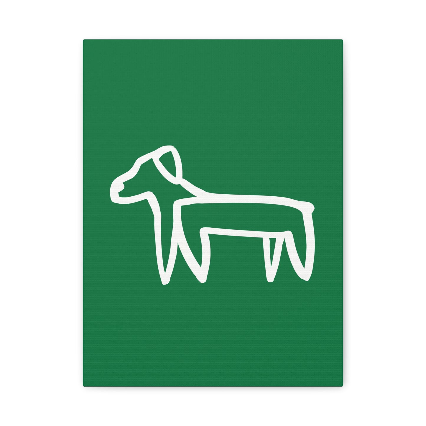Dog Canvas Print on Green (Transparent Style White Dog) - Dog Art Print