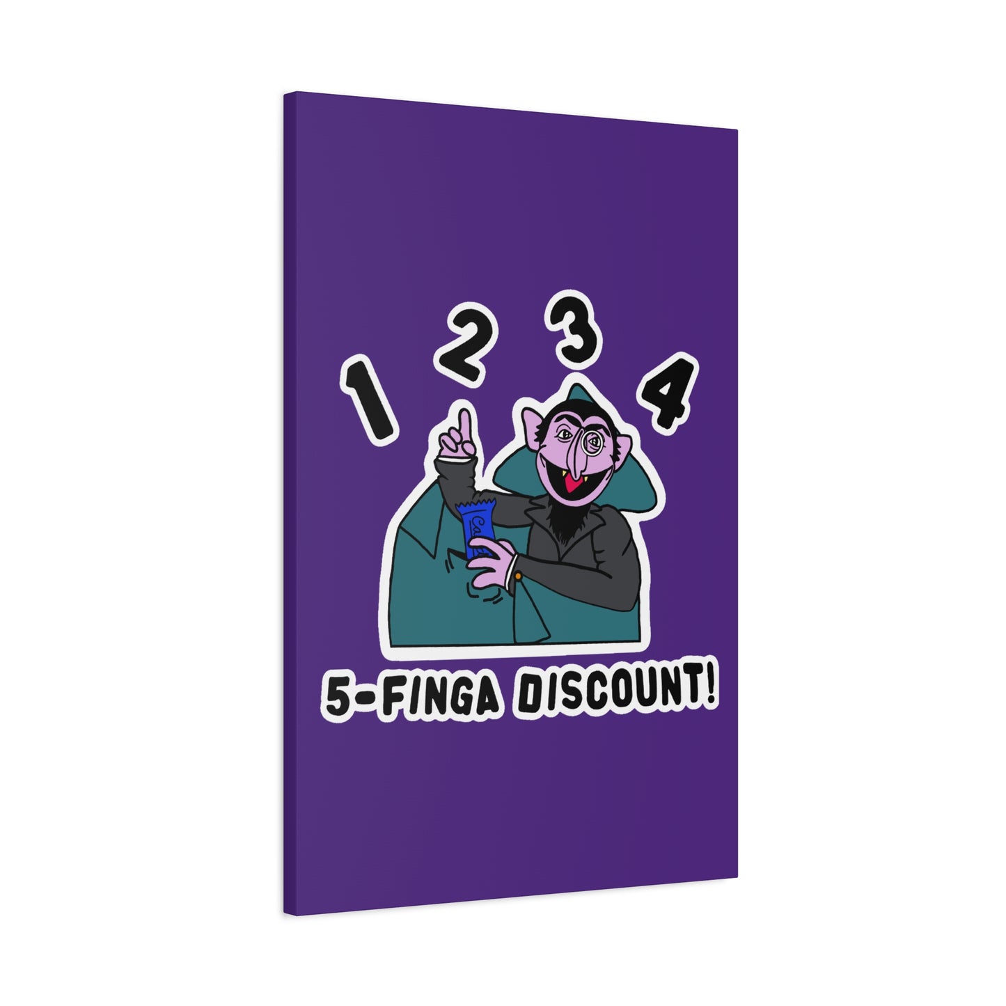 Five Finger Discount Canvas Print Light Purple - Sesame Street The Count Parody Art Print