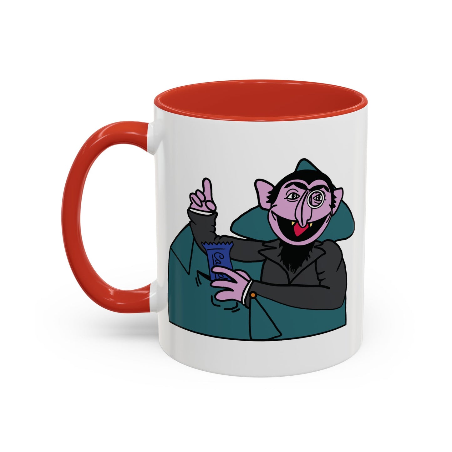 The Count Stealing Candy Accent Mug - Sesame Street The Count Parody Coffee Mug