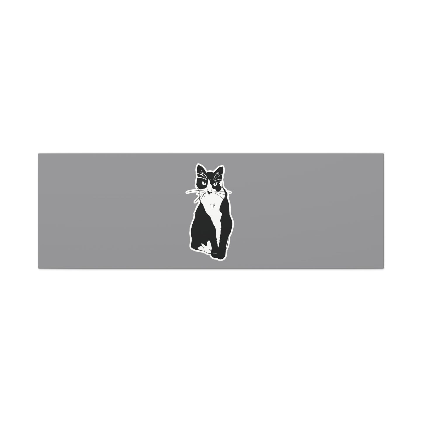 Cat Canvas Print on Grey (Sticker Style Cat) - Cat Drawing Wall Art