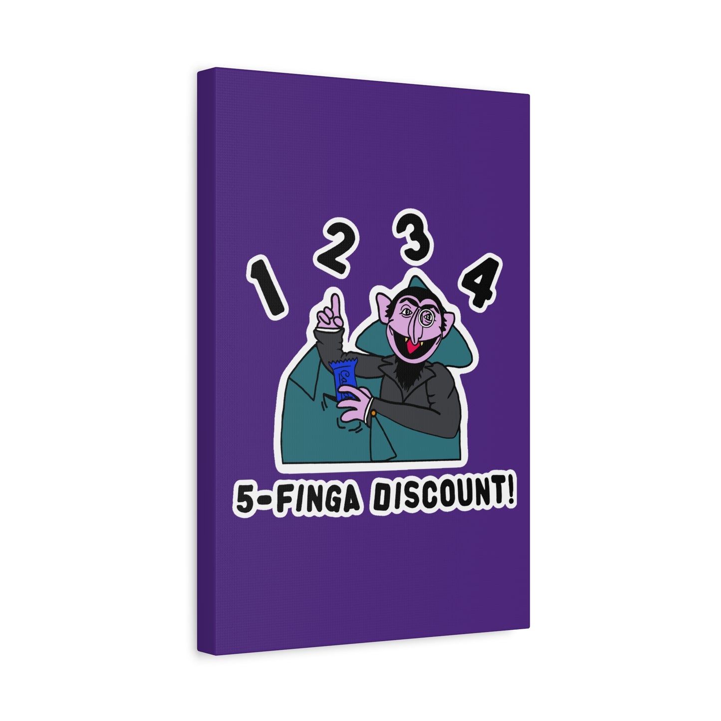 Five Finger Discount Canvas Print Light Purple - Sesame Street The Count Parody Art Print