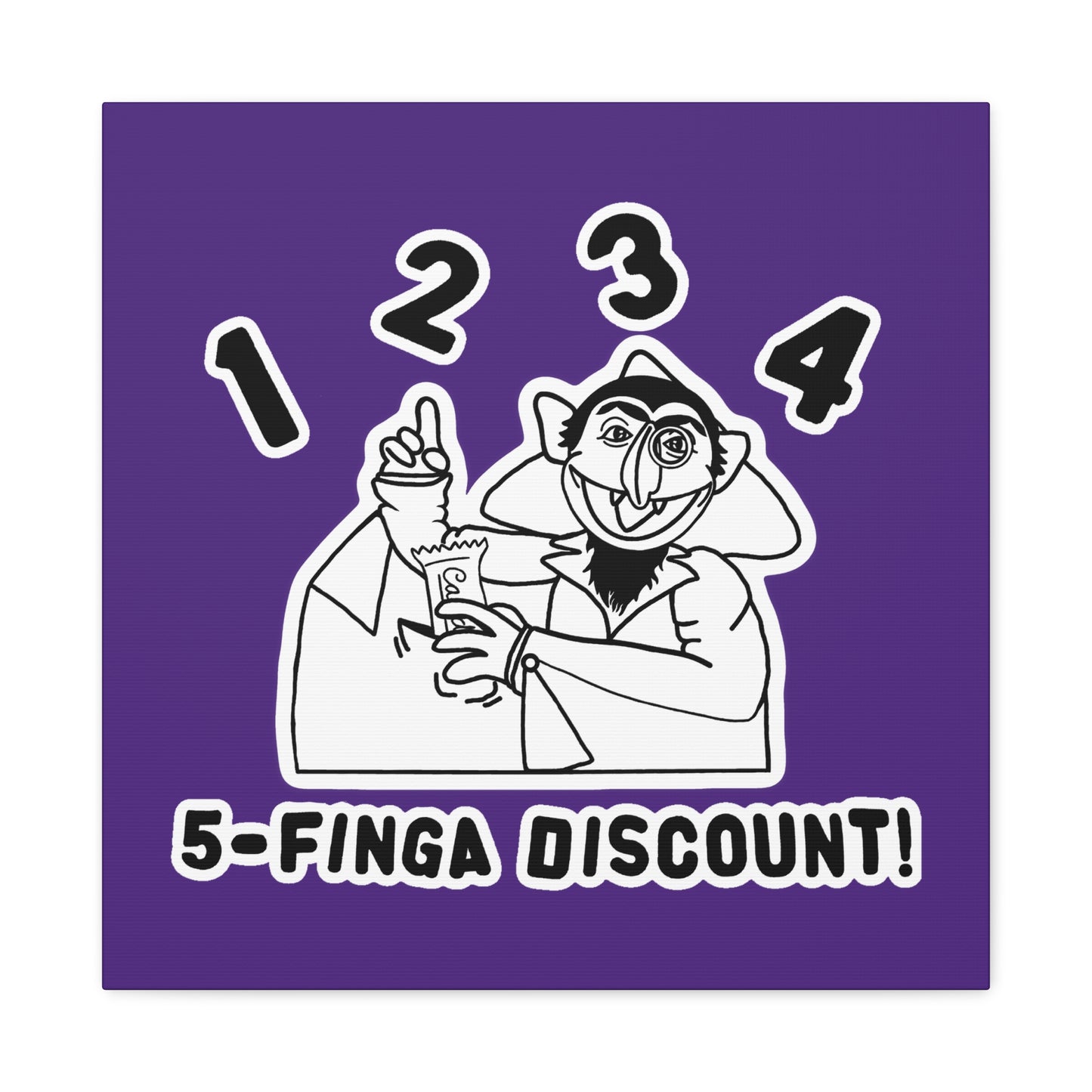 Five Finger Discount Outline Canvas Print Purple - Sesame Street The Count Parody Art Print
