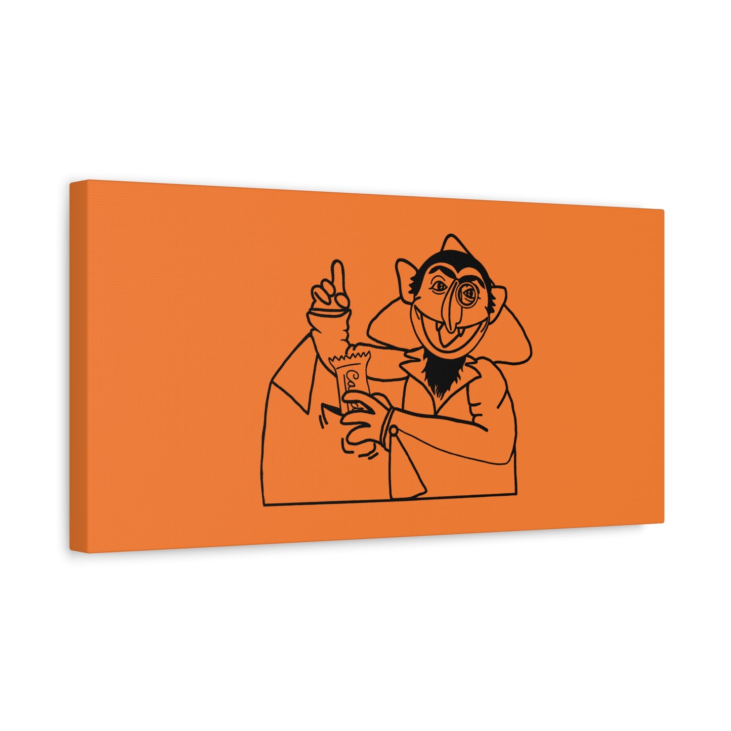 The Count Stealing Candy Outline Canvas Print Light Orange - Sesame Street The Count Parody Art