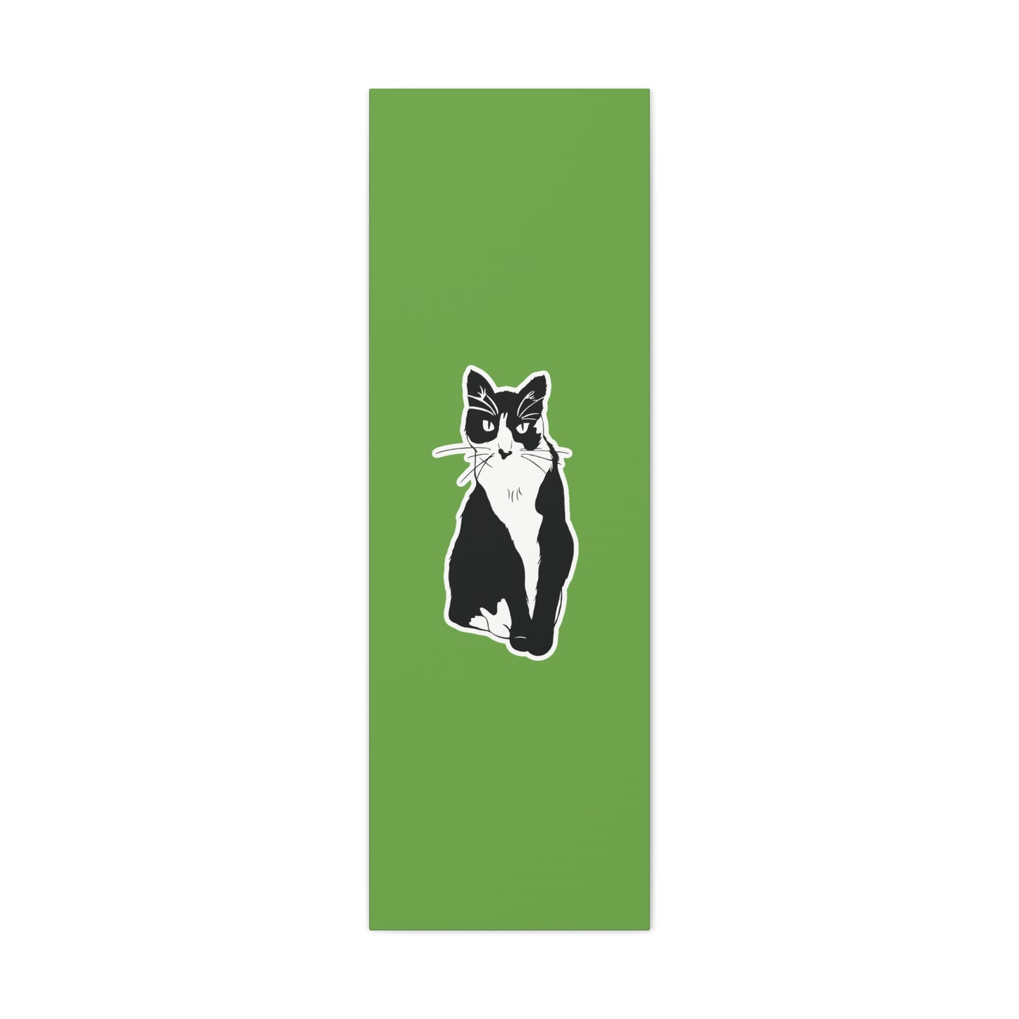 Cat Canvas Print on Green (B&W Style Cat) - Cat Drawing Art