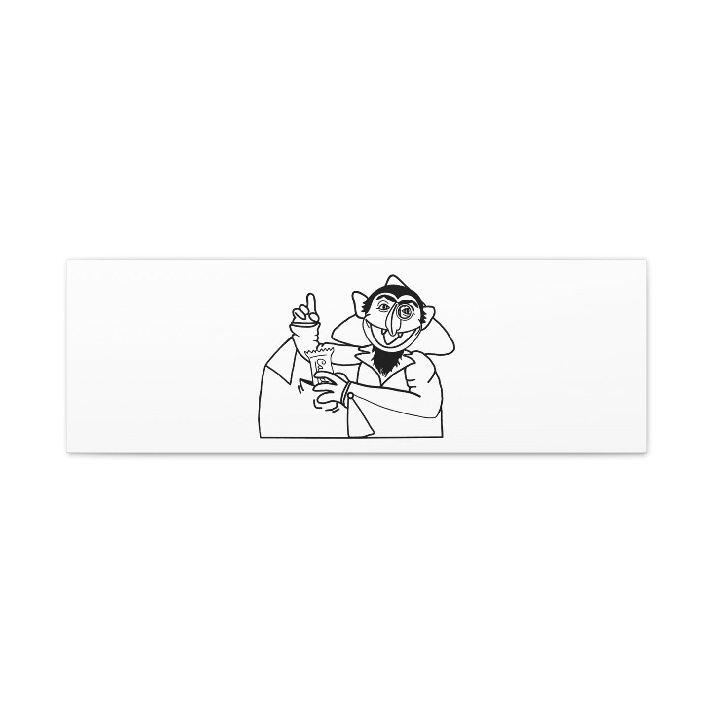 The Count Stealing Candy Outline Canvas Print White - Sesame Street The Count Parody Art