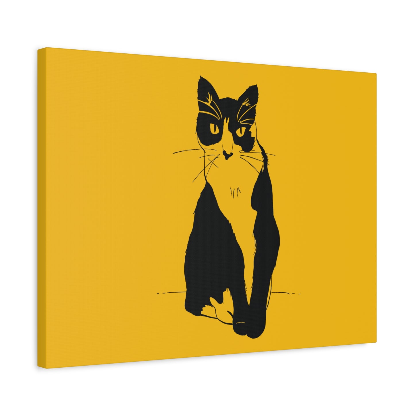 Cat Canvas Print on Yellow (Transparent Style Cat) - Cat Drawing Art