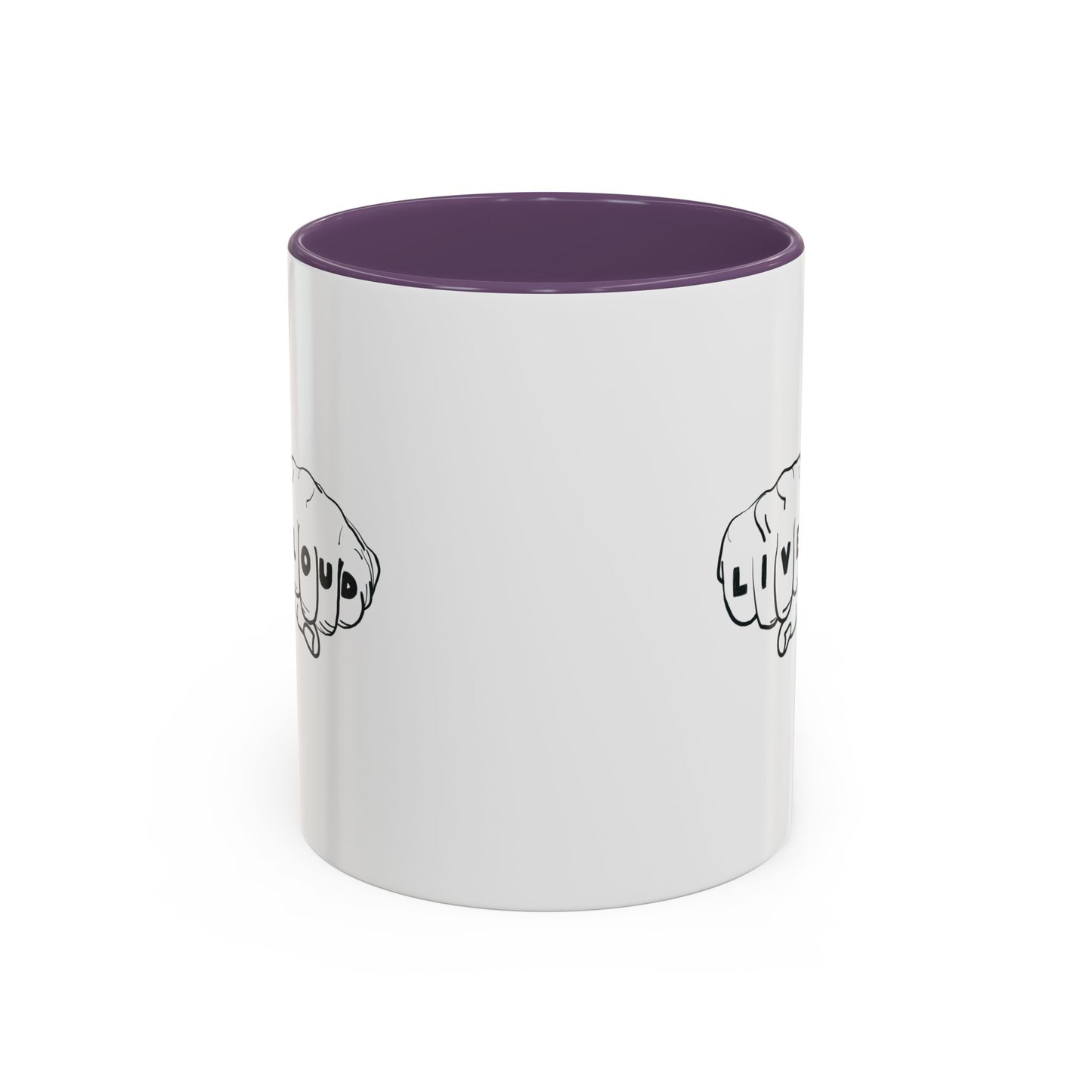 Live Loud Knuckle Tats Tattooed Fists - Four Fists Accent Mug