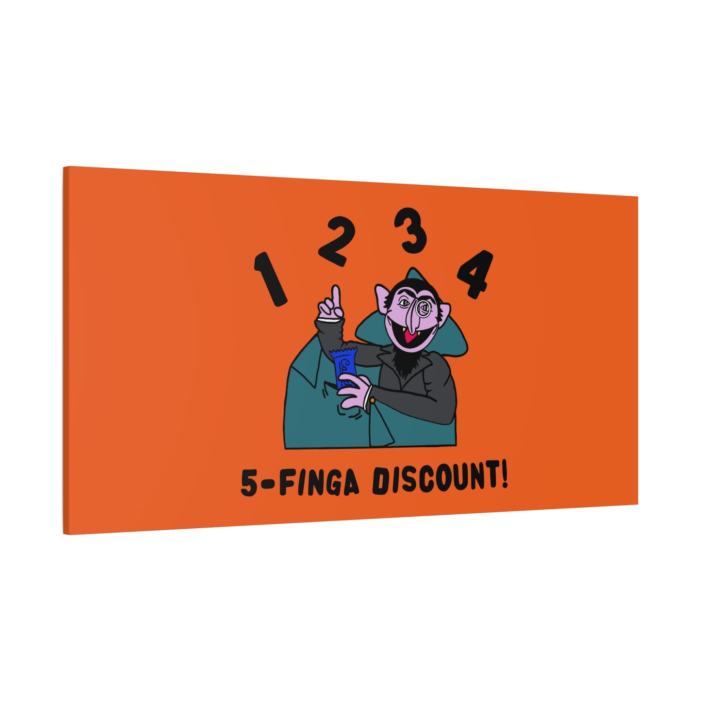 Five Finger Discount Canvas Print Orange - Sesame Street The Count Parody Art Print