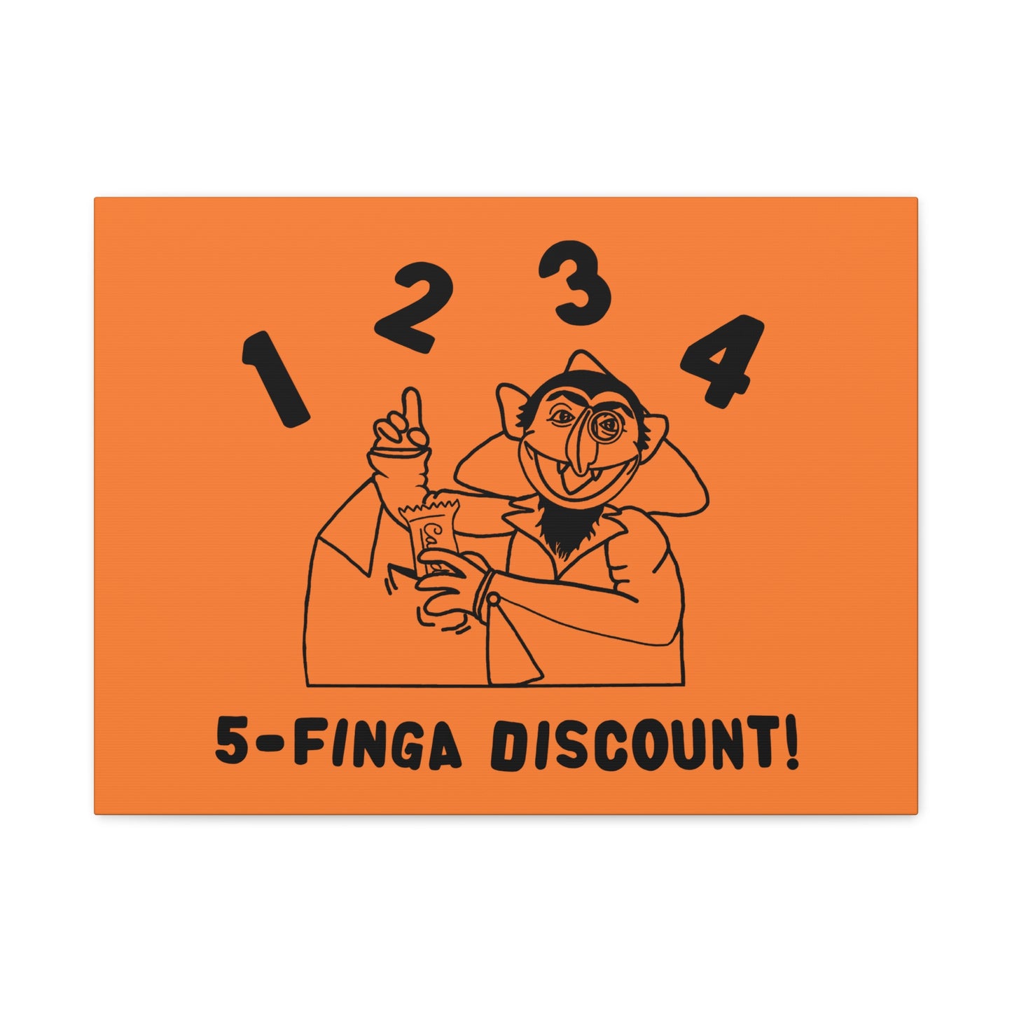Five Finger Discount Outline Canvas Print Light Orange - Sesame Street The Count Parody Art Print