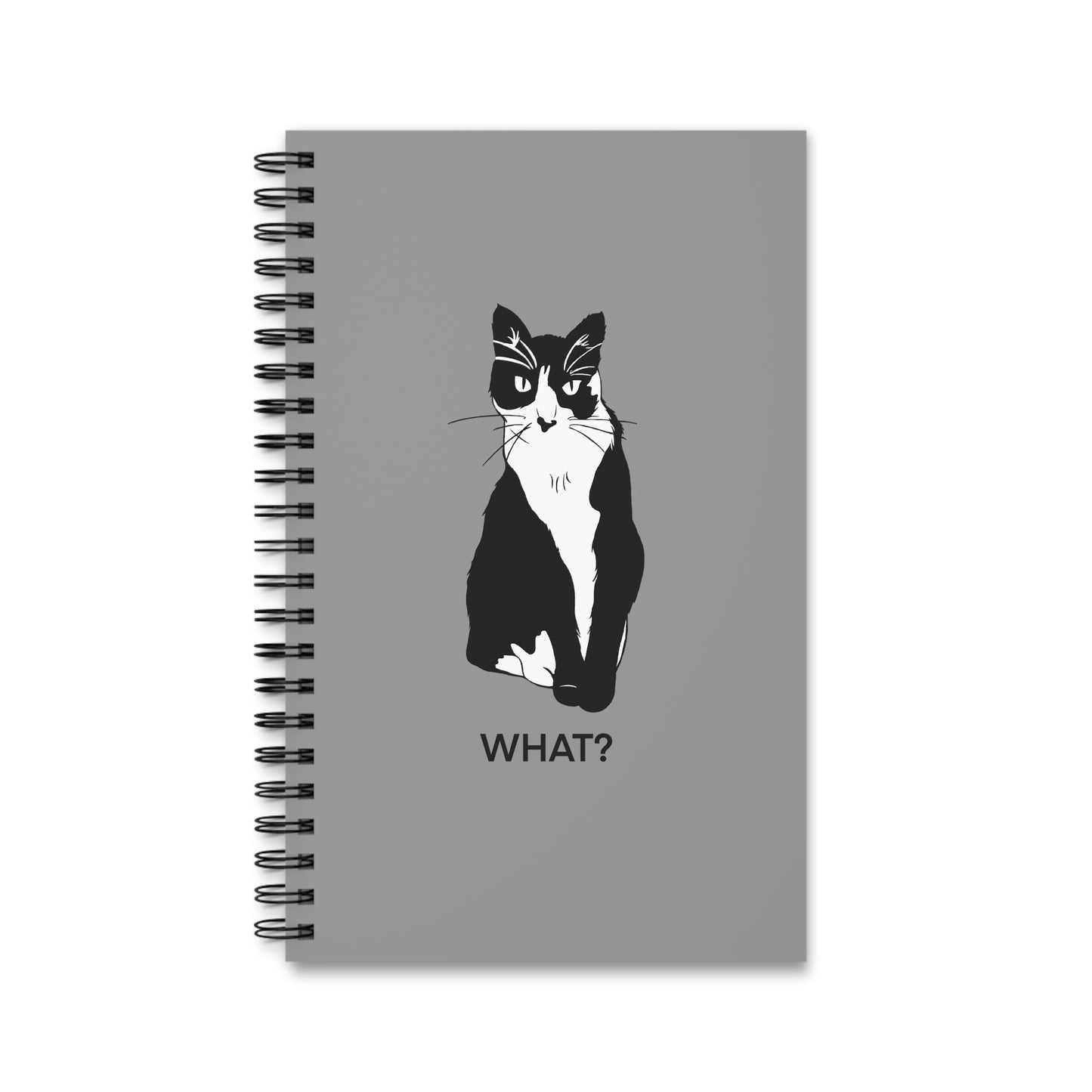 Cattitude Notebook in Grey (B&W Style Cat) - Cat Spiral Notebook