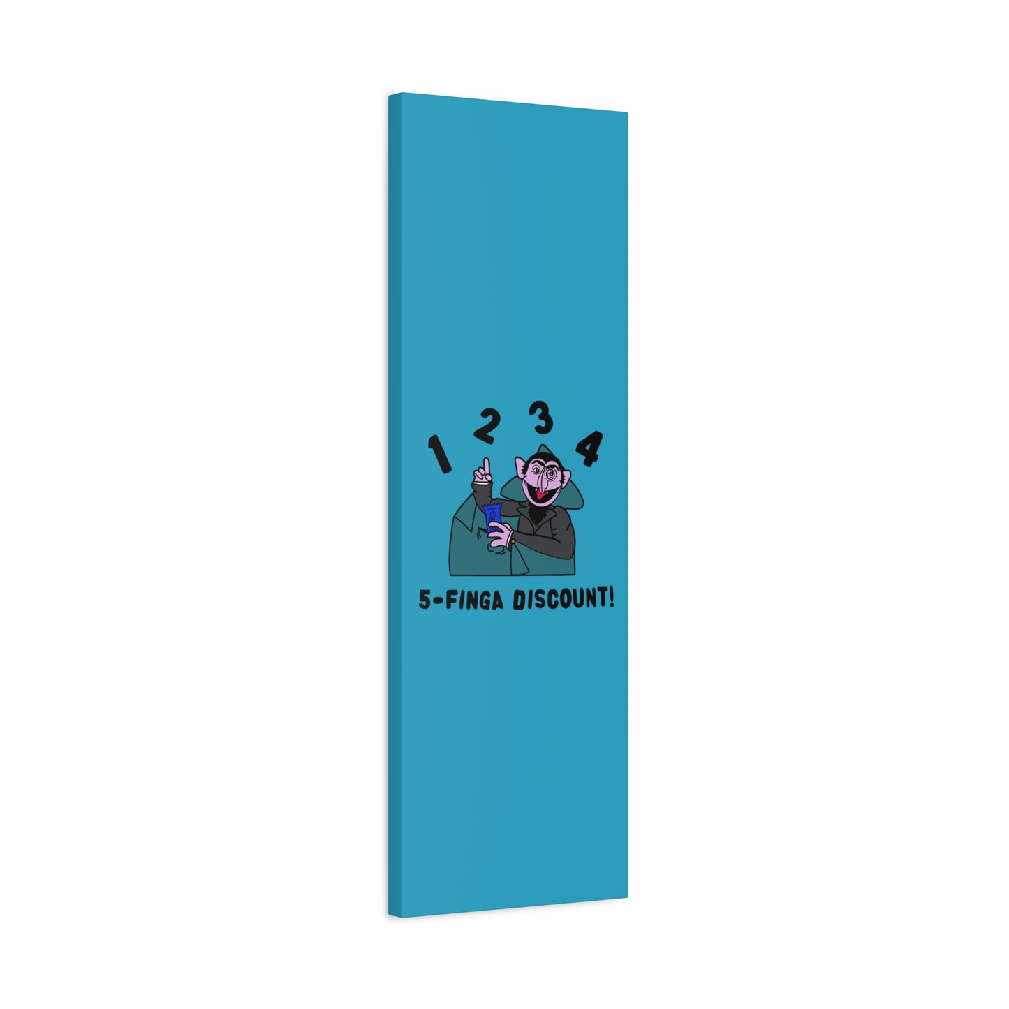 Five Finger Discount Canvas Print Turquoise - Sesame Street The Count Parody Art Print