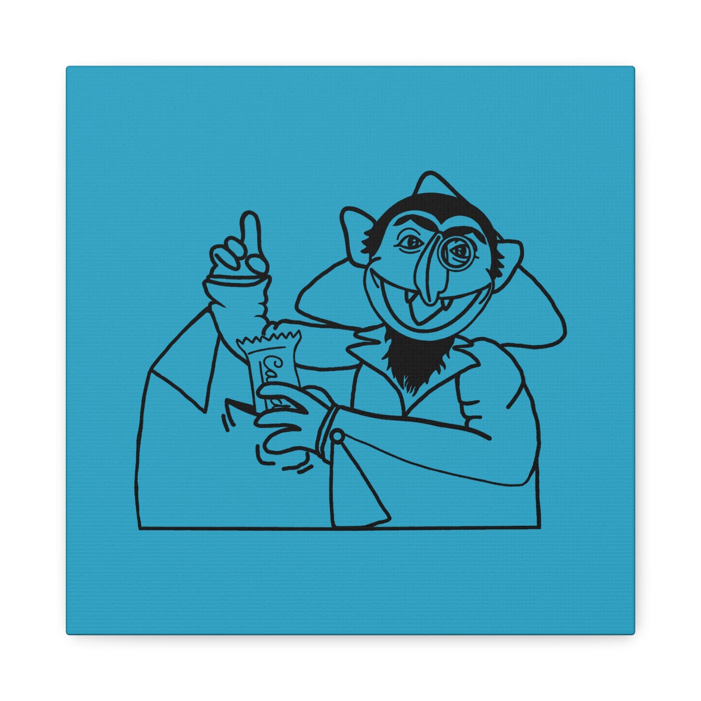 The Count Stealing Candy Outline Canvas Print Turquoise - Sesame Street The Count Art Print