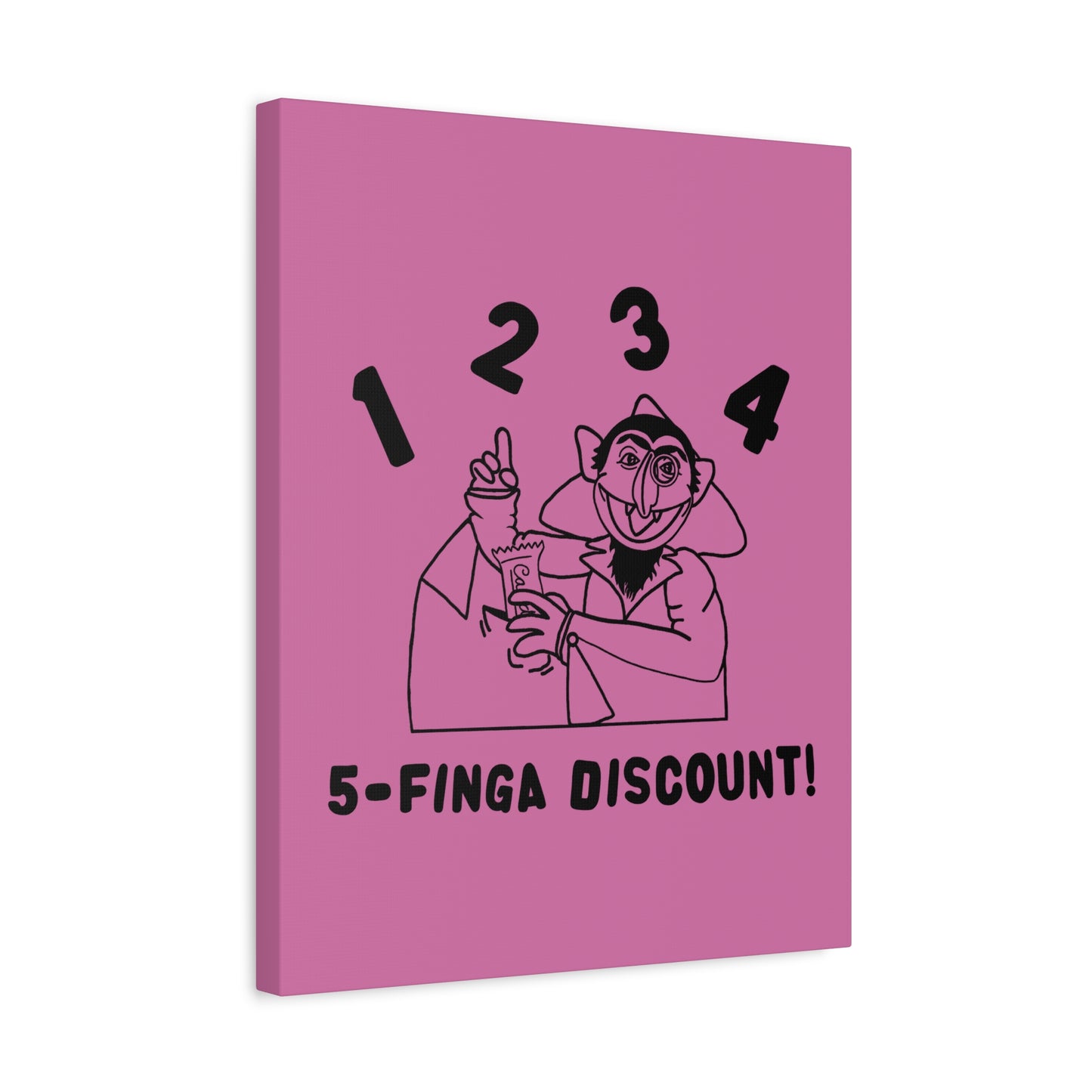 Five Finger Discount Outline Canvas Print Light Pink - Sesame Street The Count Parody Art Print