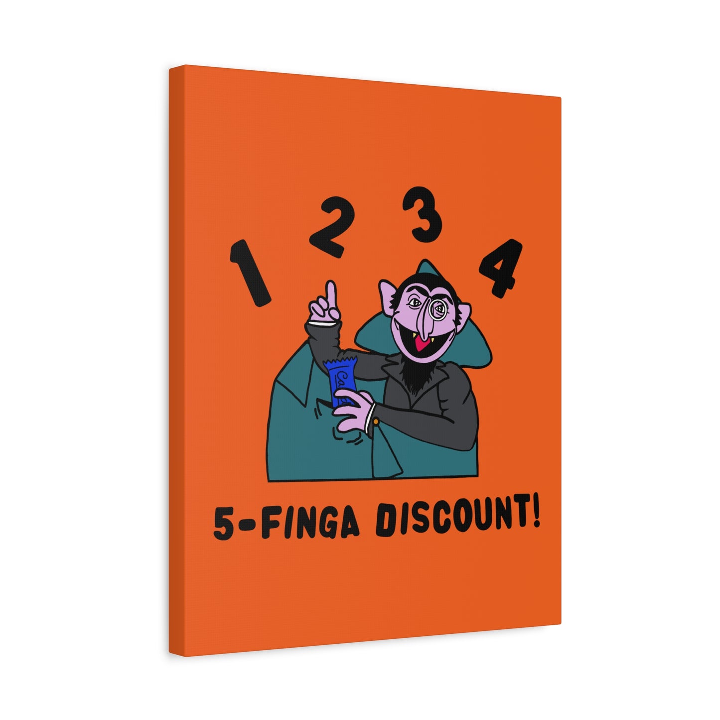 Five Finger Discount Canvas Print Orange - Sesame Street The Count Parody Art Print