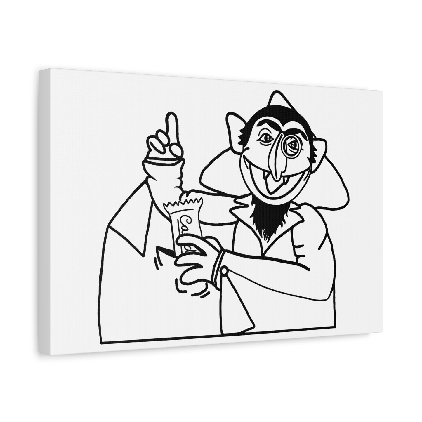 The Count Stealing Candy Outline Canvas Print White - Sesame Street The Count Parody Art