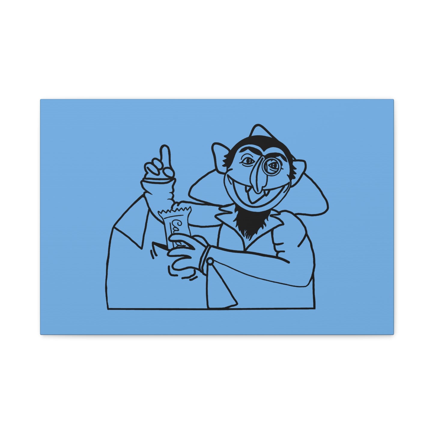 The Count Stealing Candy Outline Canvas Print Light Blue - Sesame Street The Count Parody Art