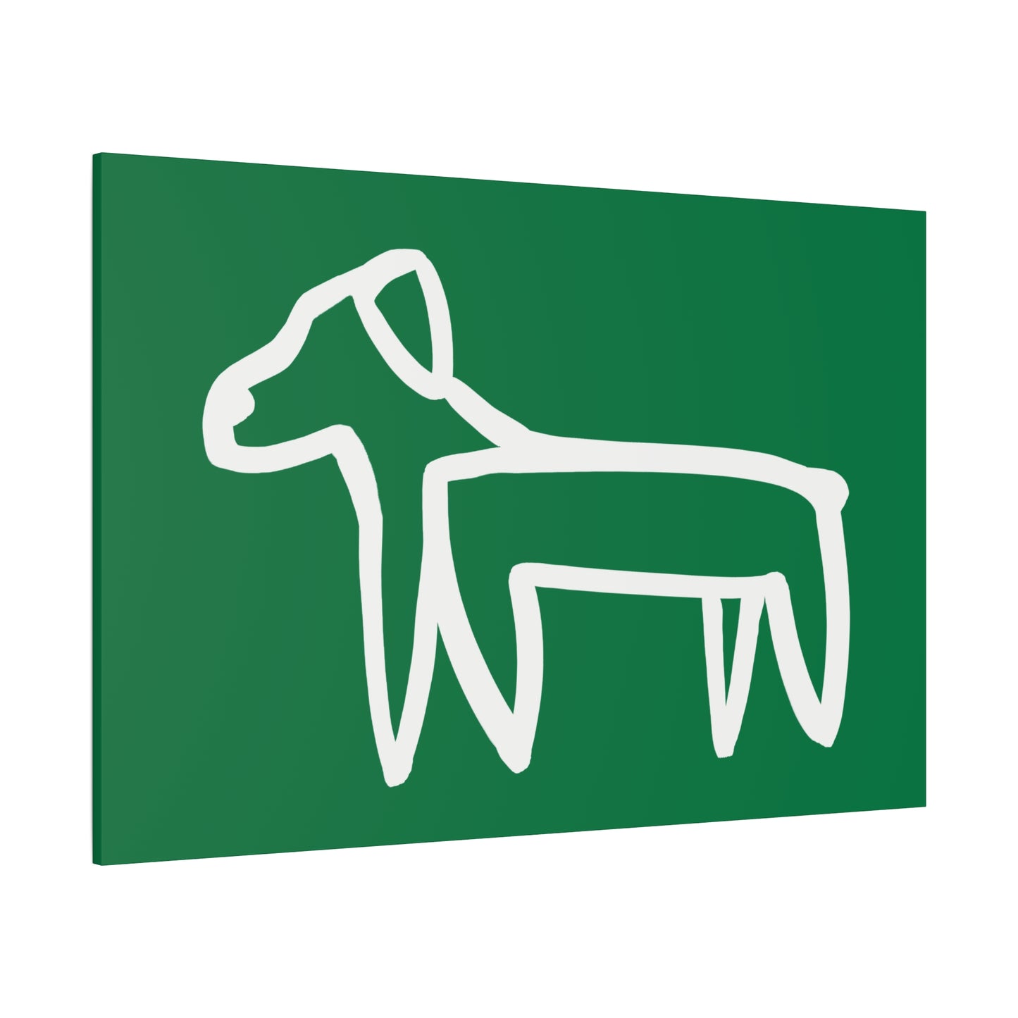 Dog Canvas Print on Green (Transparent Style White Dog) - Dog Art Print