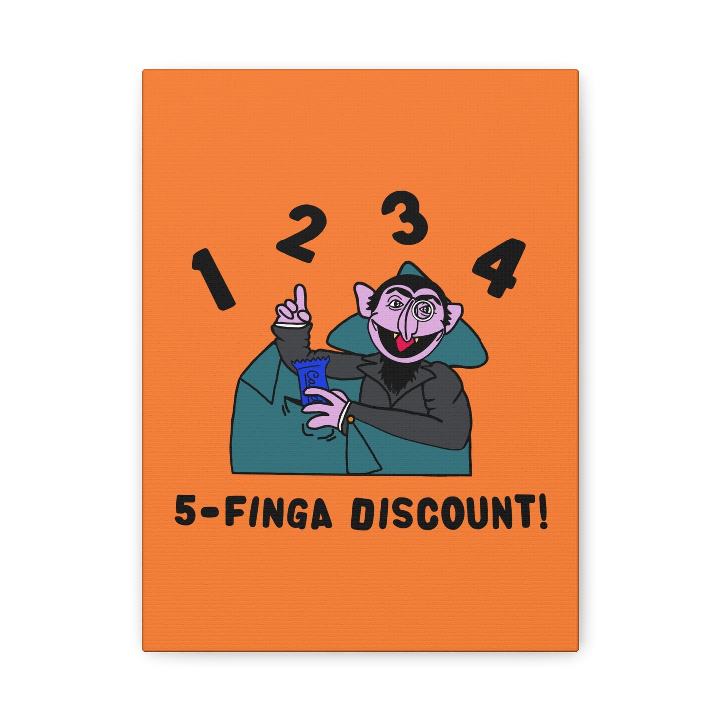 Five Finger Discount Canvas Print Light Orange - Sesame Street The Count Parody Art Print